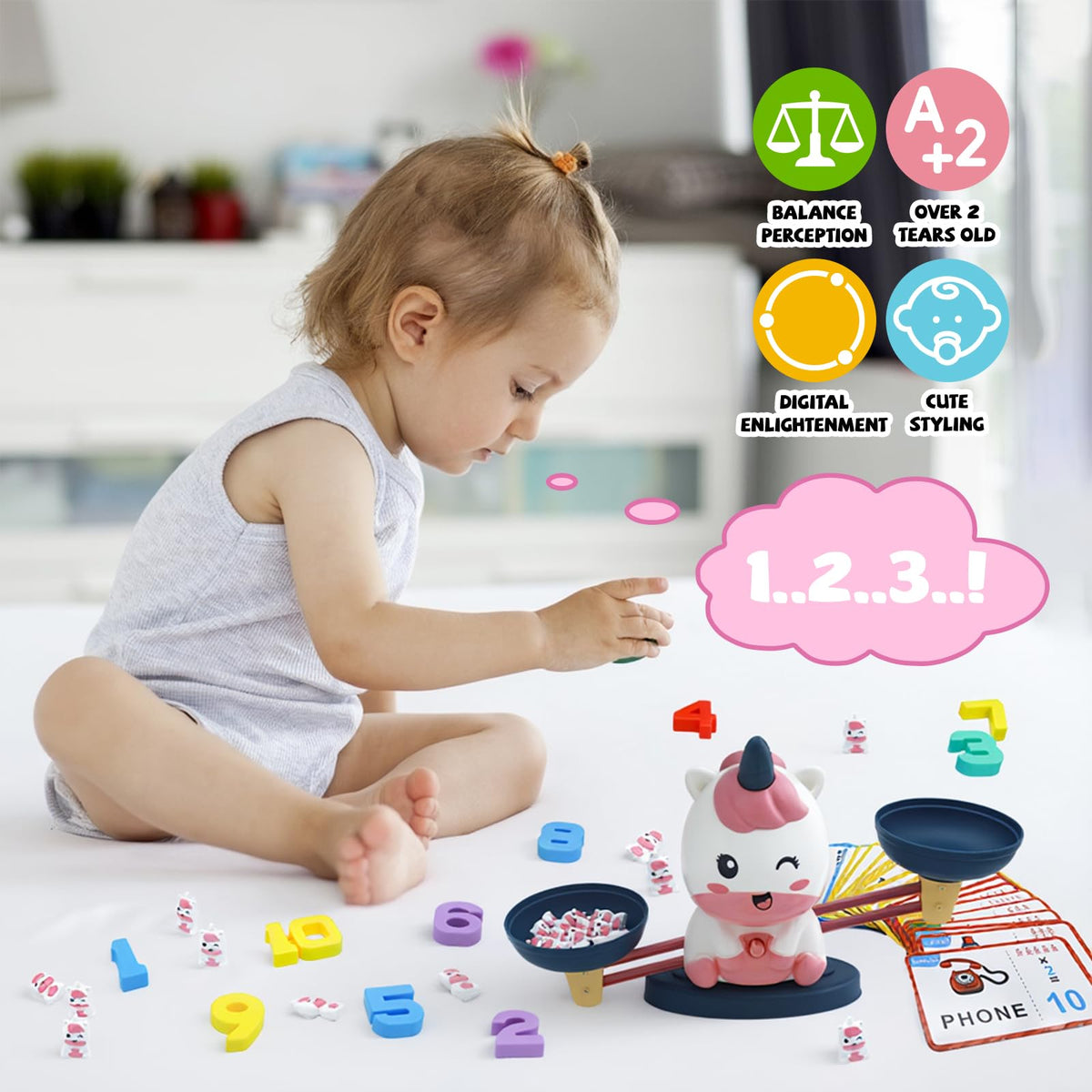 Snugzy Unicorn Balance Counting Toys, Number Counting Scale Games for Kids Cool Math Learning Games for Boys and Girls Preschool Kindergarten Learning STEM Montessori Educational Toys for 3+