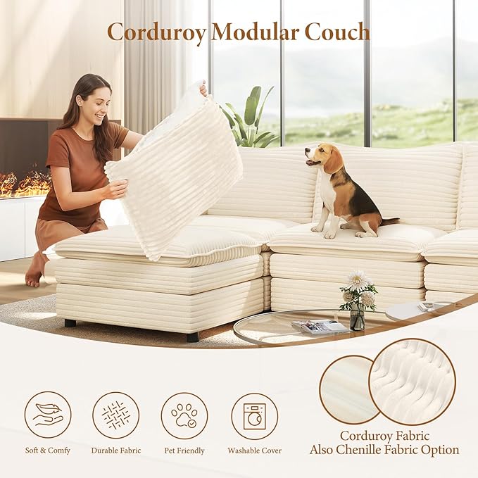 Vesgantti 142" Oversized Sectional Sofa Bed, 8-Seater Modular Sleeper Cloud