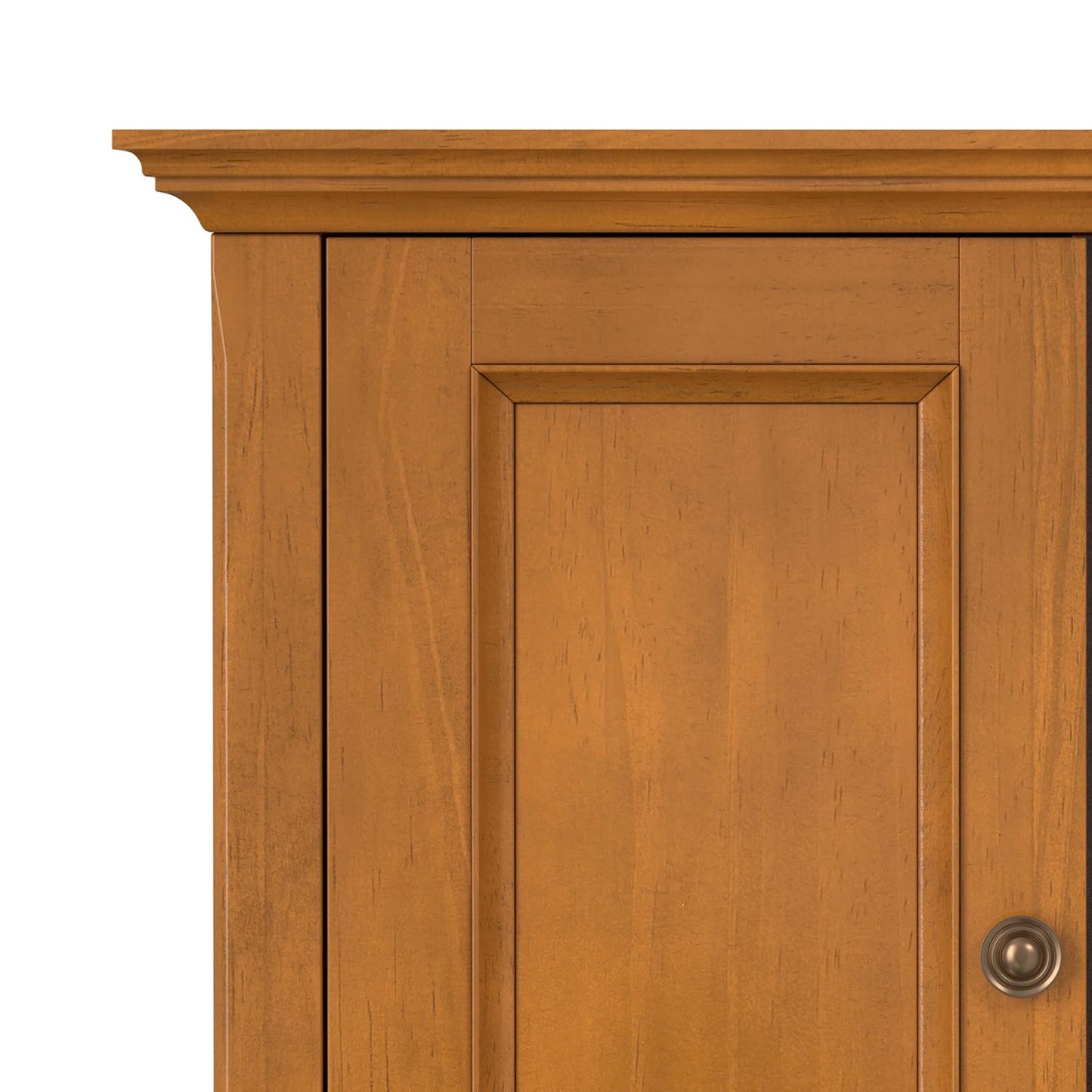 SIMPLIHOME Amherst Storage Cabinet - 32 inch Wide Solid Wood 2-Shelf Low Storage Unit in Light Golden Brown, Transitional Console or Accent Cupboard for Living Room or Entryway with Adjustable Shelves