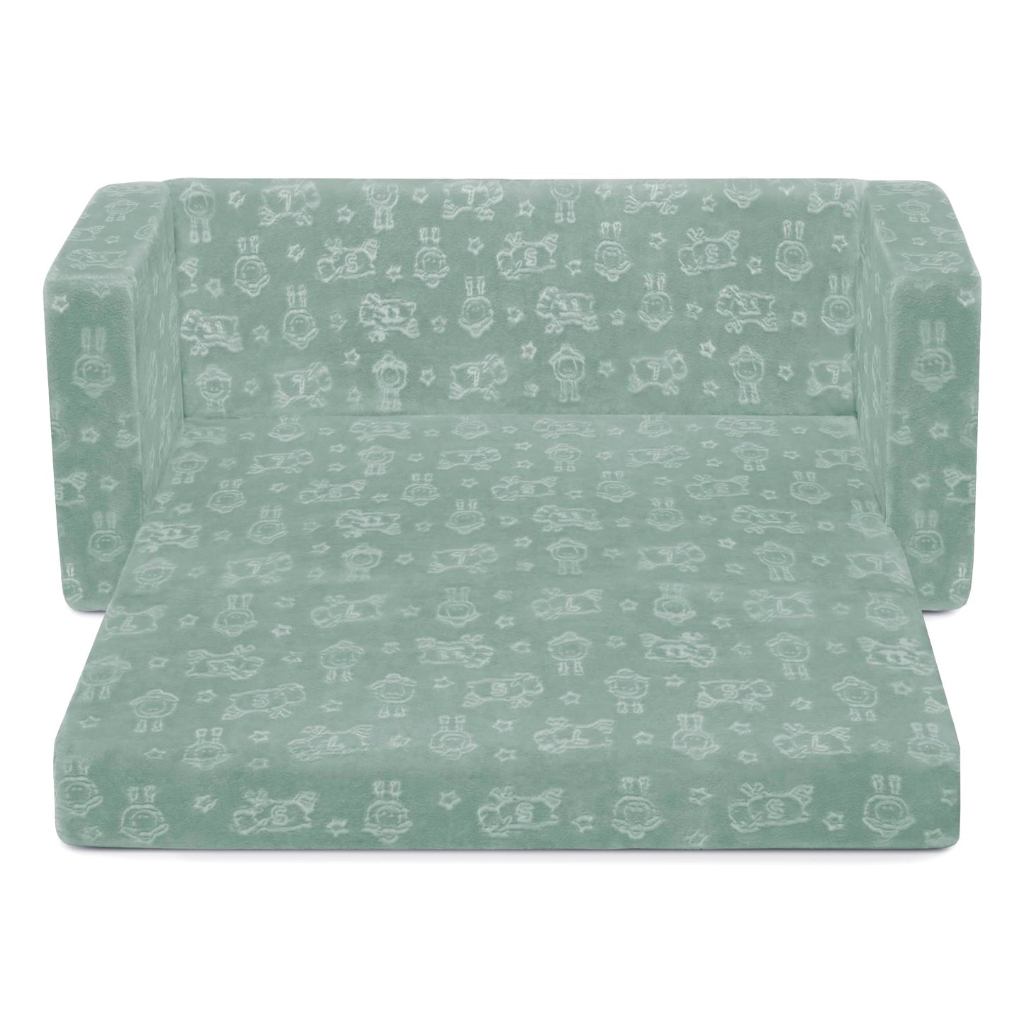 Delta Children - Serta Perfect Sleeper Kids 2-Seater Sofa, Convertible 2-in-1 Flip Open Toddler Couch Sleeper, Foam Chair for Playroom & Bedroom, Bed Lounger, Comfy Play Sleeping Lounge Chair, Sage