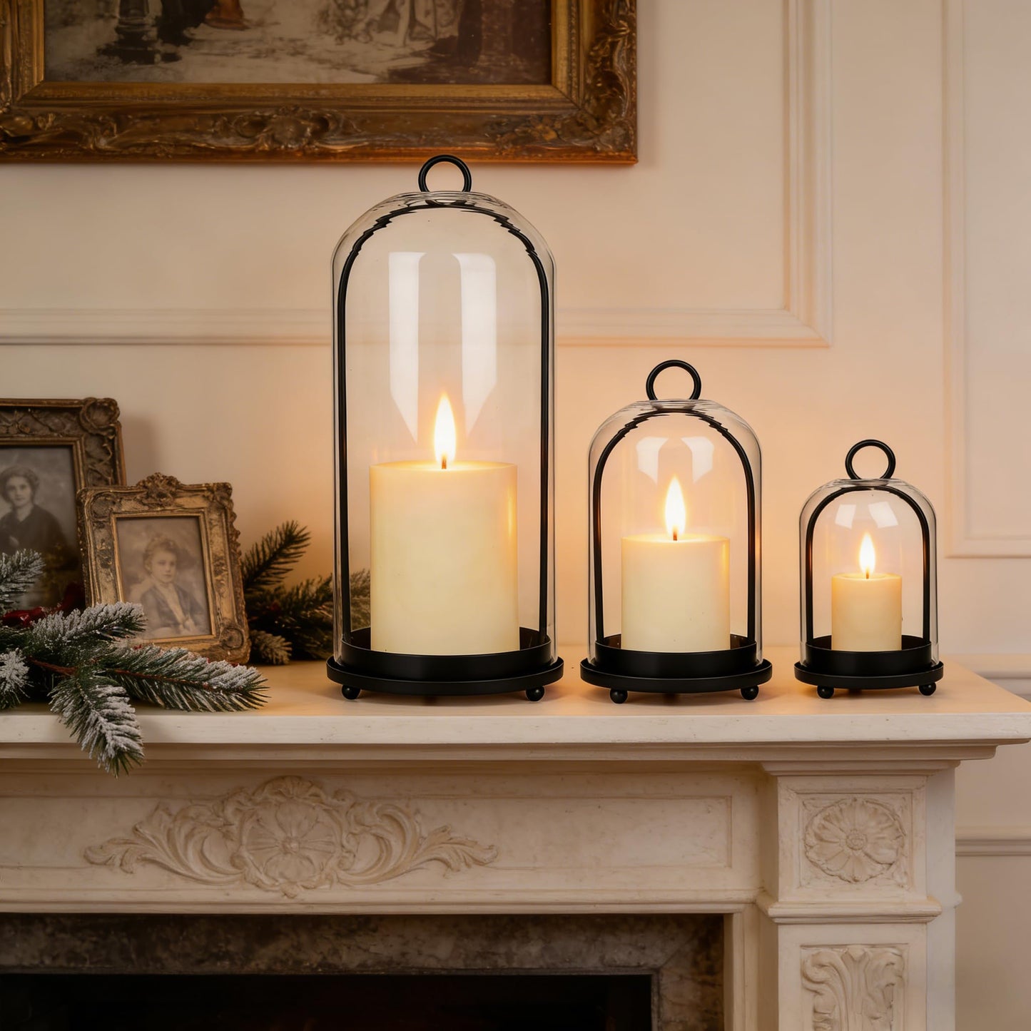 Glass Candle Holder Hurricane Candle Lantern Decorative Candle Fits Standard Tealight for Table Wedding Dinning Centerpieces Party Supplies Farmhouse Home Decor(NO Candles)