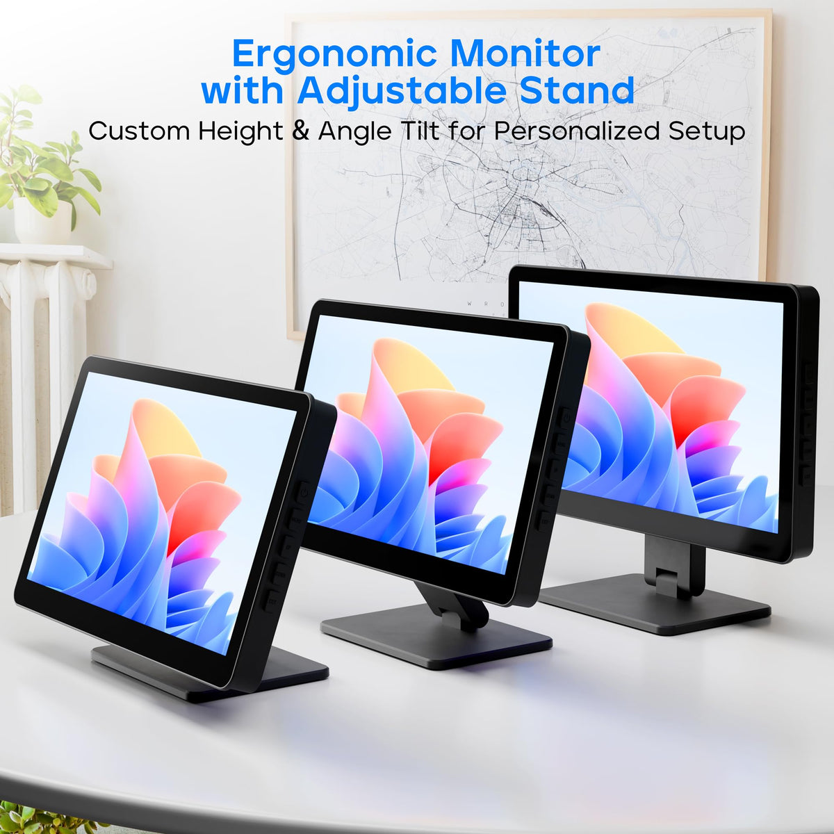 Touch Screen Monitor with Case,ROADOM 10.1’’ Raspberry Pi Screen, IPS FHD 1024×600,Responsive and Smooth Touch,Dual Built-in Speakers,HDMI Input,Compatible with Raspberry Pi 5/4/3/Zero,Versatile Stand