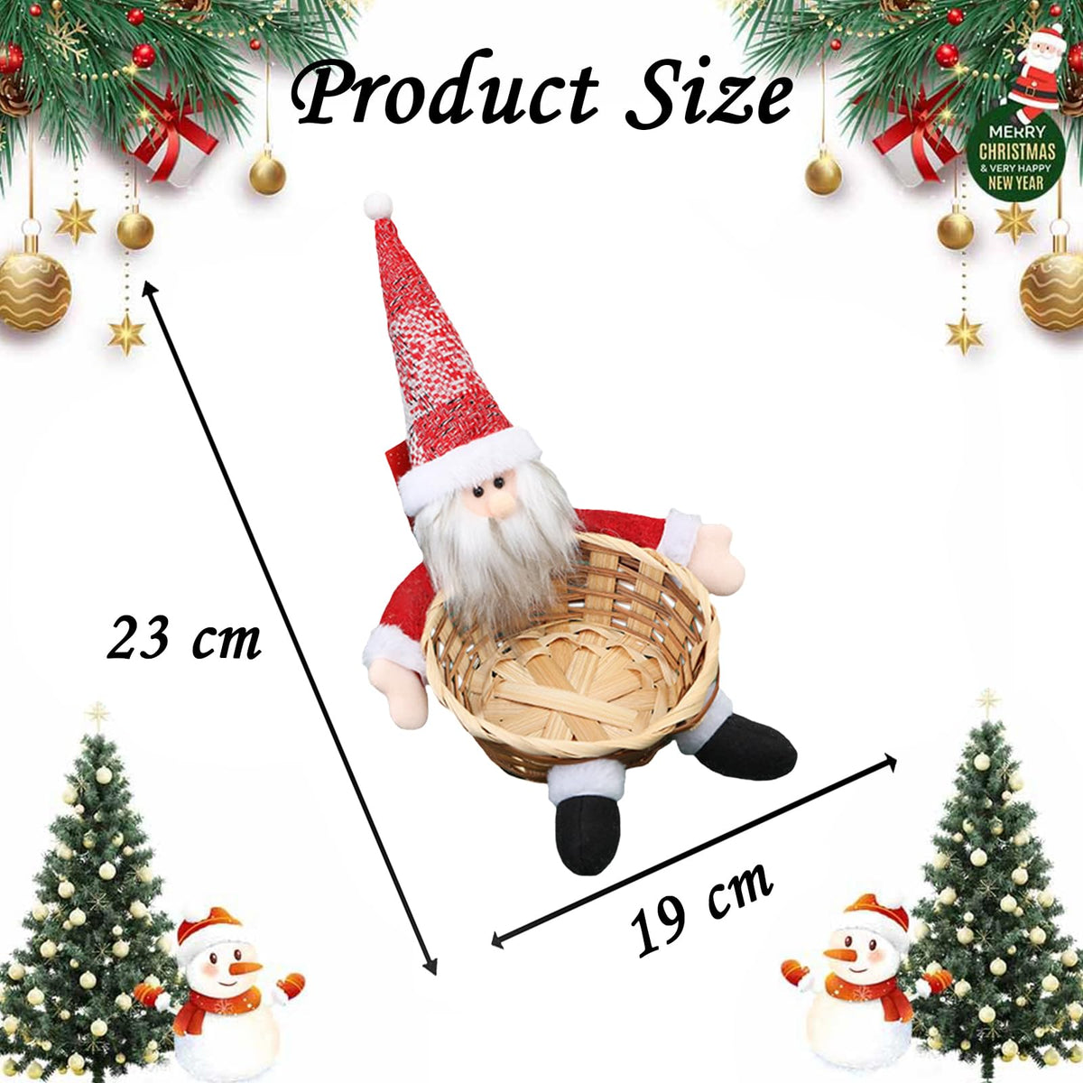 Ncozwo Christmas Candy Cookies Storage Basket Santa Claus Sweets Woven Holder Basket Xmas Snacks Bowl Candy Dish Gingerbread Chocolate Dessert Baskets for Party Winter Holiday Table Desk Decoration