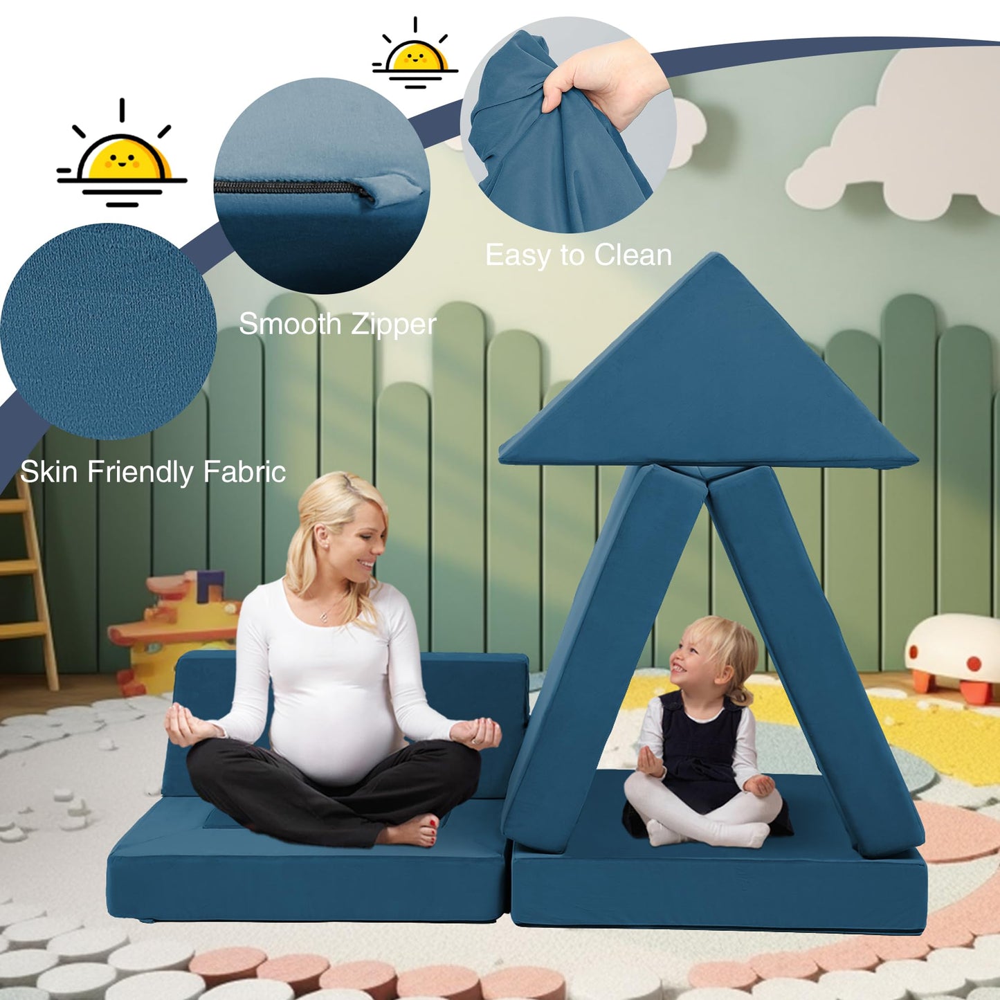 Edbuosy 22Pcs Modular Kids Play Couch - Kids Couch for Playroom Bedroom Living Rooms Toddler Sofa for Inspiring Child Creativity,Children Convertible Foam Sofa