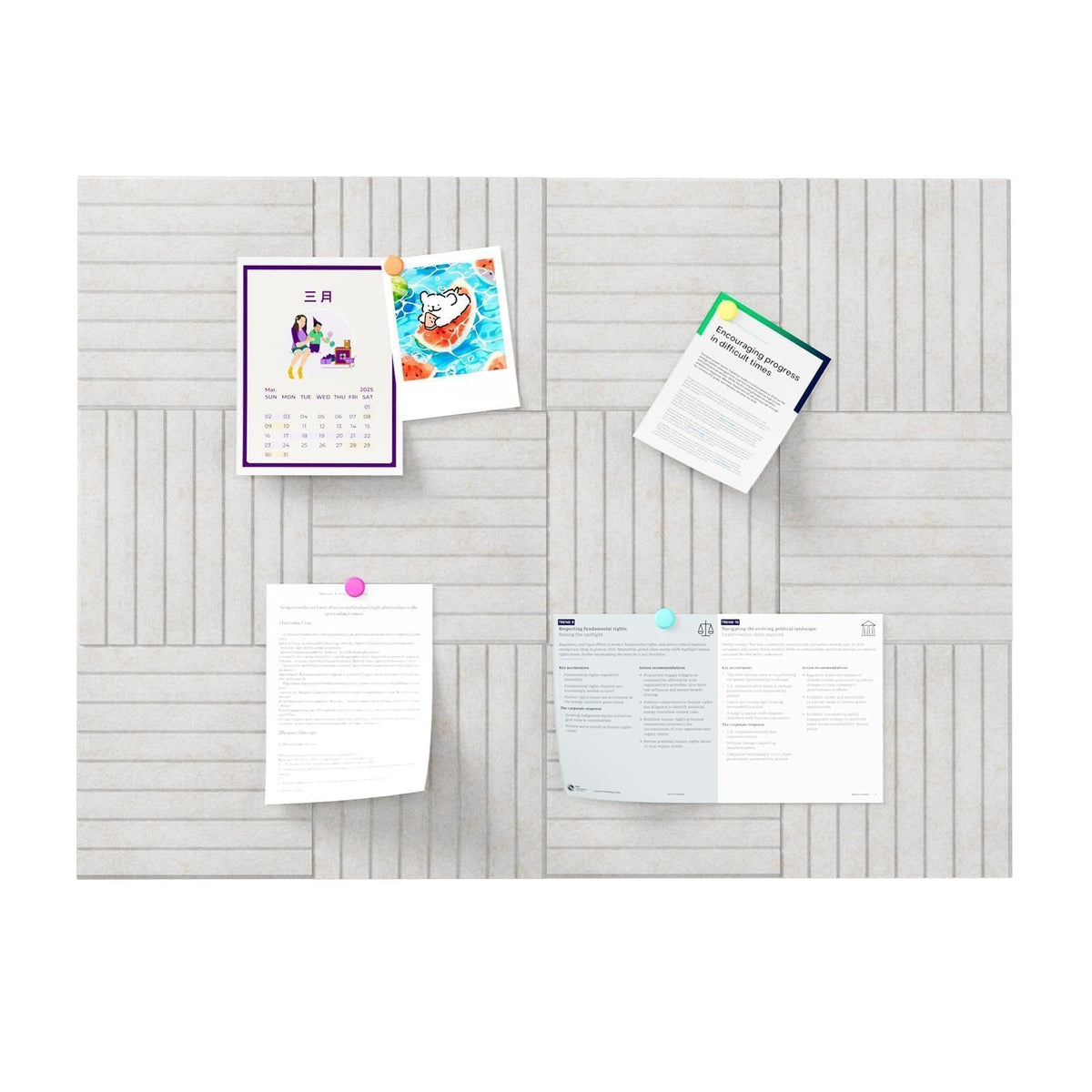 Baysola Stripe Felt Bulletin Board Panels 48 x 36 Inch Self Adhesive Wall Tiles Cork Board Alternative for Office Classroom Photos Notes 12 Pack