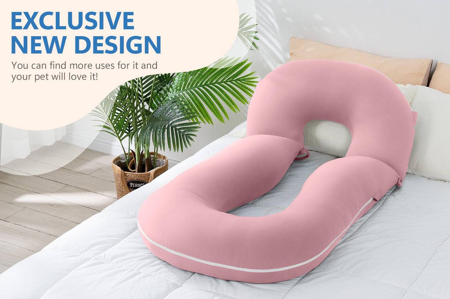 INSEN Pregnancy Pillows, Multi-use Maternity Pillows for Sleeping and Nursing, U Shaped Pillow for Adults (Cooling Tencel-Pink)