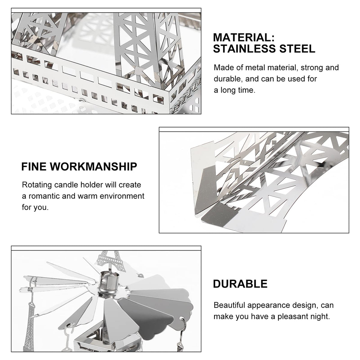 Uonlytech 1pc Rotating Eiffel Tower Candle Holder Elegant Metal Candlestick Table Decor for Home Weddings and Special Occasions Unique Romantic Centerpiece