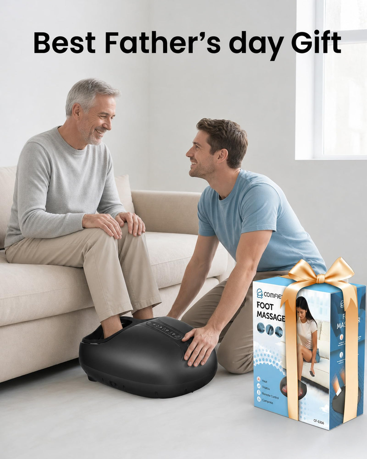 COMFIER Large Shiatsu Foot Massager with Heat,Size Up to 15",FSA Eligible Items & HSA Store,Electric Feet Massager for Plantar Fasciitis,Neuropathy,Foot Warmer,Father‘s Day Gift for Dad