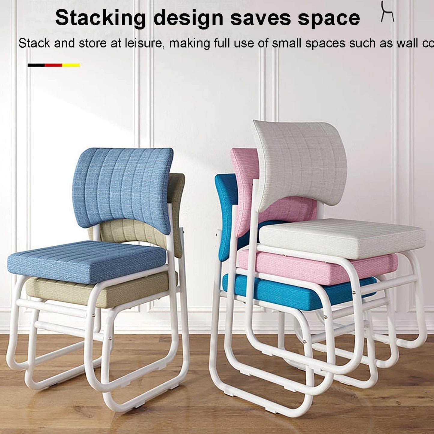 Stationary Office Chair Base,Modern Guest Ergonomic Desk for Waiting Room, Armless Dining No Wheels Mid Back Conference Room Visitor Chairs(Green 2) (Pink 2 50x53x82cm(20x21x32))