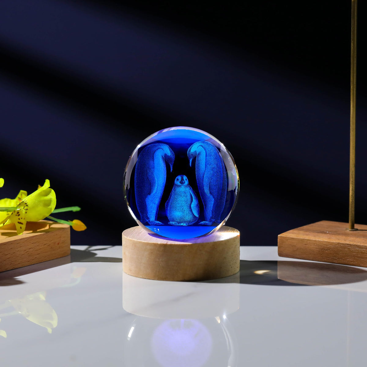 3D Penguin Gifts for Women - Crystals Ball 60mm - Glass Animals Figurine Penguin Decor Stuff for Anniversary, Birthday, Best Friend, Lovers Keepsake Paperweight