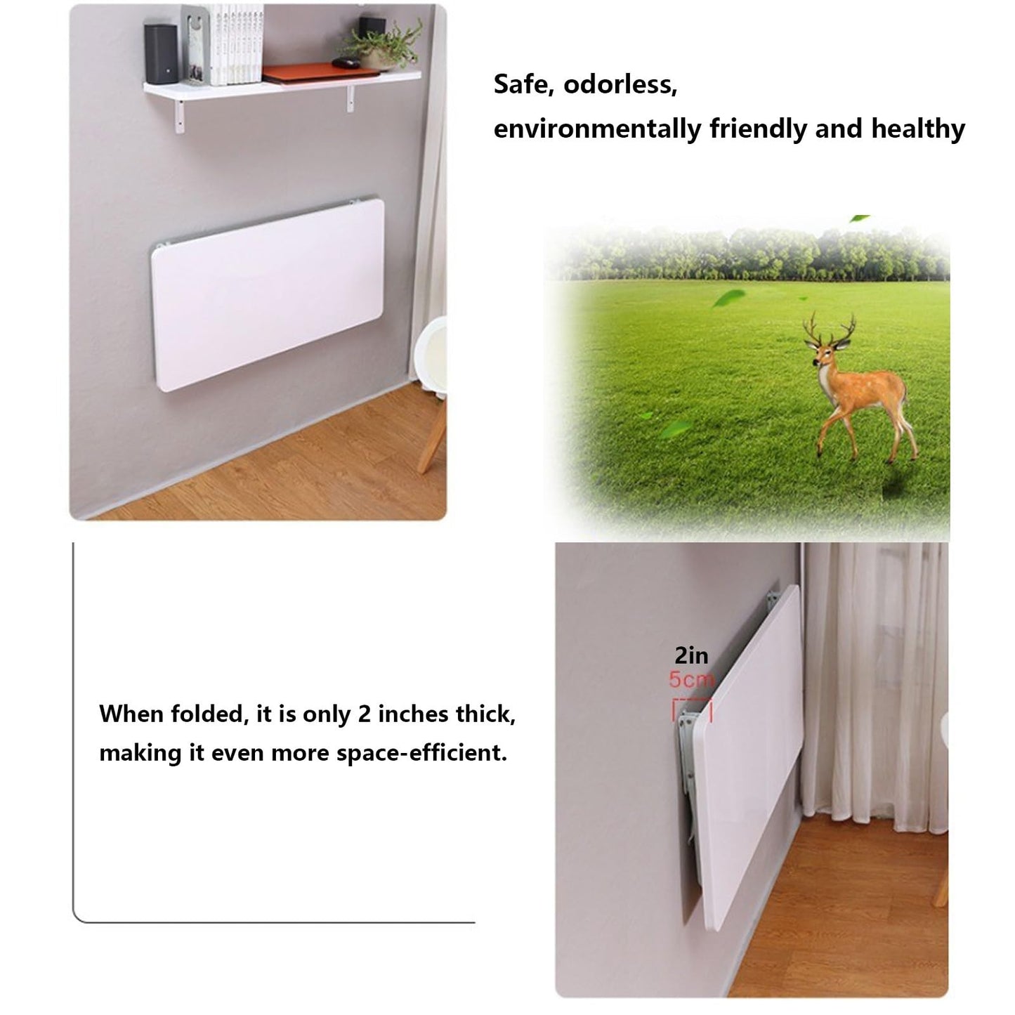 Folding Wall Mounted Murphy Desk Drop-Leaf Table, Wall Mounted Table,Space Saving Fold Down Floating Desk for Study, Bedroom (Size : W40xL70cm/W15.7xL27.6in)