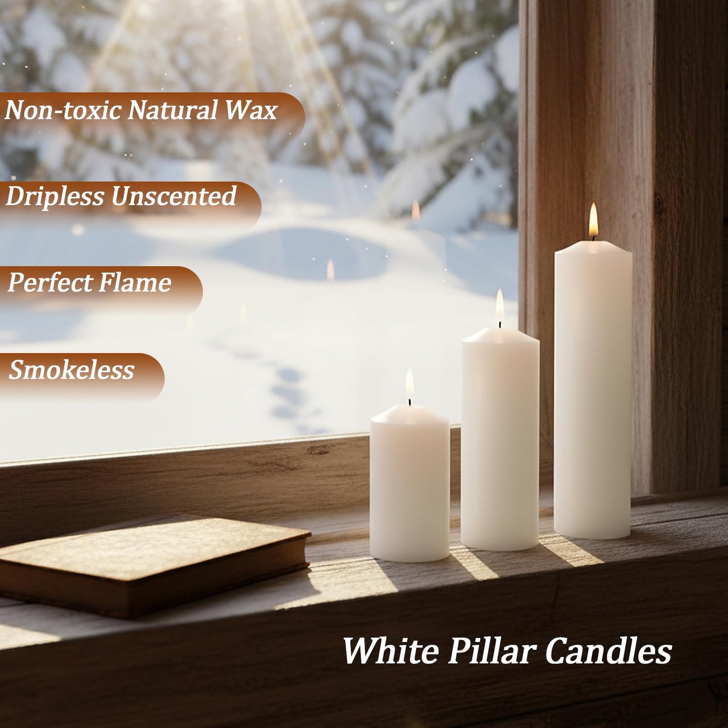 Trxvxo White Pillar Candles Bulk Set of 36,Hurricane Candles,3 Different Lengths 2 x 3/6/8 Inch (12 Each),Dripless Unscented Smokeless,Gives You a Better Atmosphere When Organizing an Event Party.