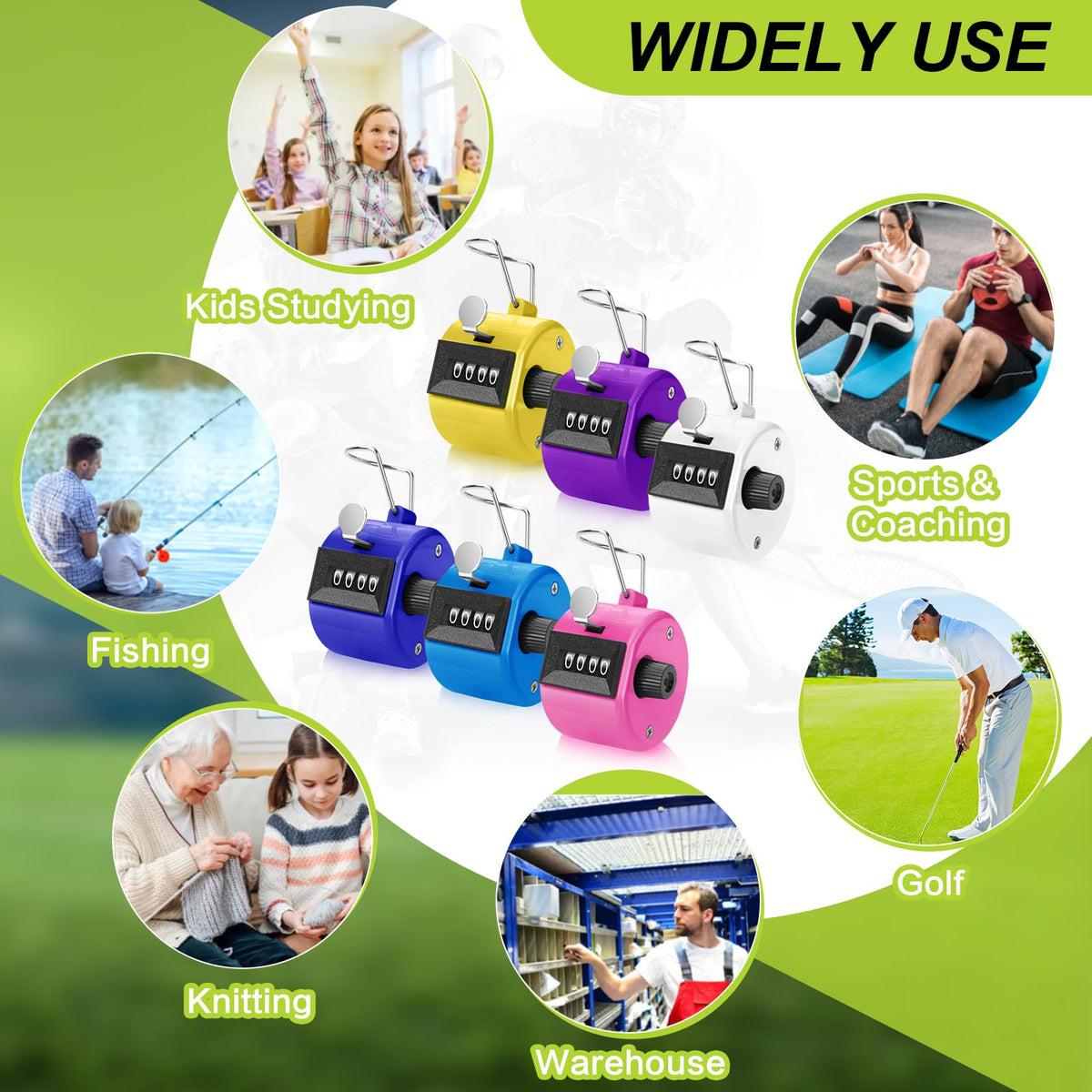 20 Pieces Handheld Tally Counter 4 Digit Mechanical Clicker Counter Multicolour Handheld Counter Clicker Plastic Pitch Counter for Counting School Golf Coaching Sports Knitting Events (20 PCS)