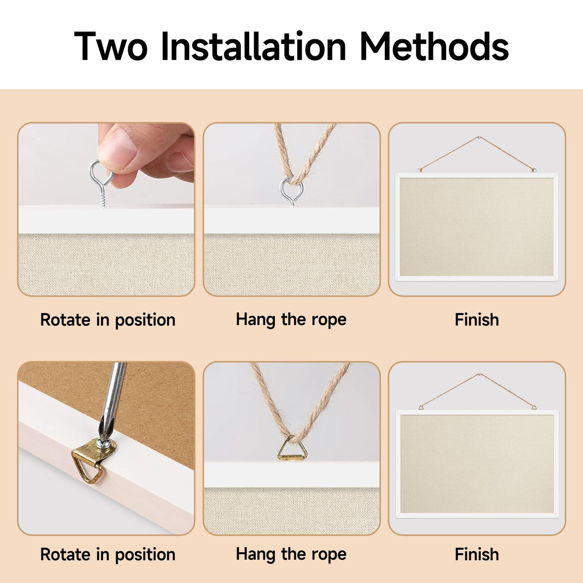 Yunihome 13.3x17.7 Inch Cork Board for Wall Hanging with Linen, Bulletin Board with Push Pins, Mounted Memo Message Board for Home Office Decor, Dorm Room Essentials, Classroom Organization