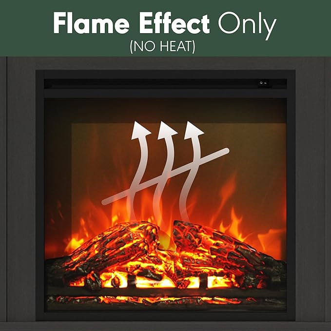 Furinno Jensen Fireplace TV Stand, NO Heat Decorative Electric Fireplace Corner