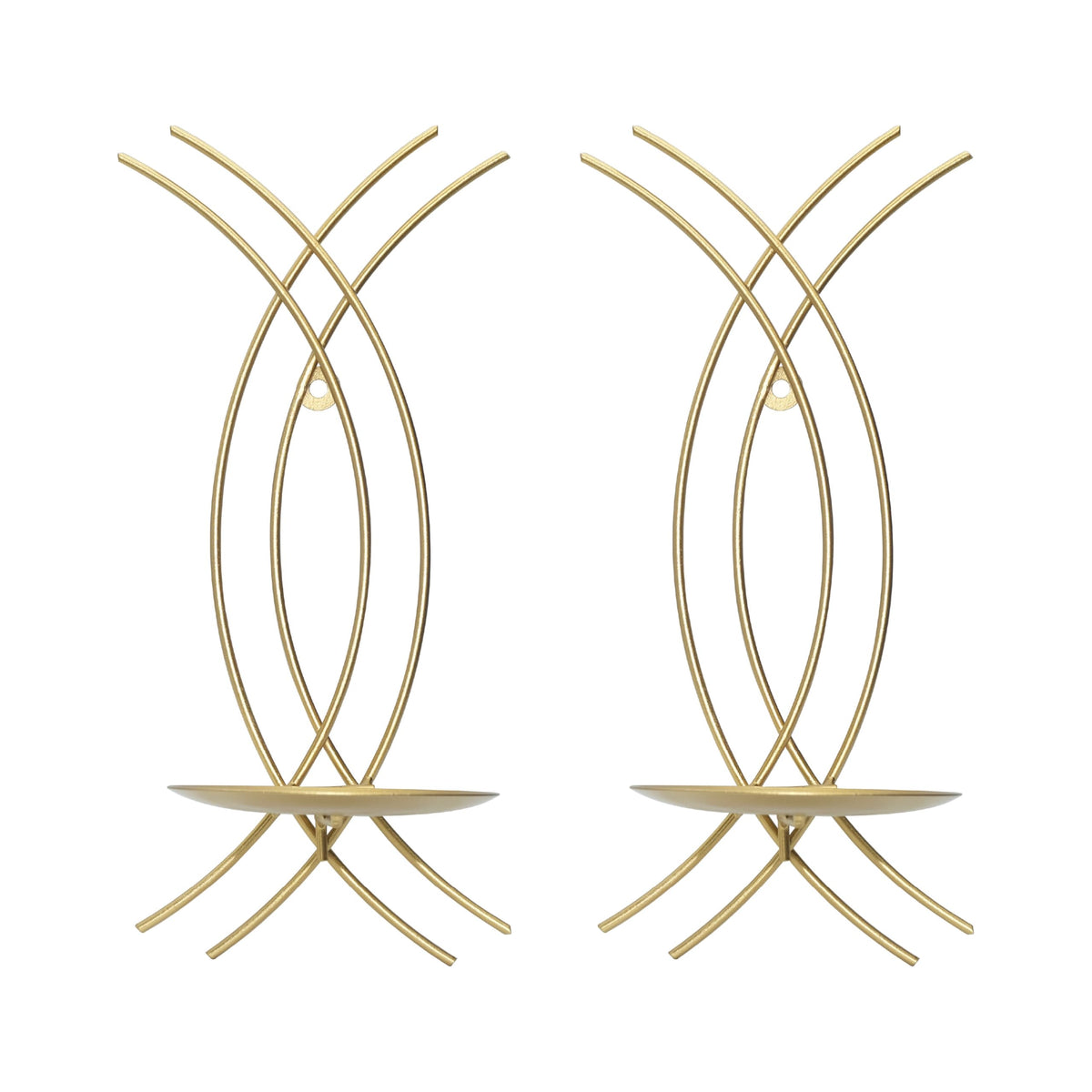 SEICASAYA Wall Sconce Candle Holder Set of 2, Modern Forged Metal Iron Decorative Wall Art for Living Room (Gold)