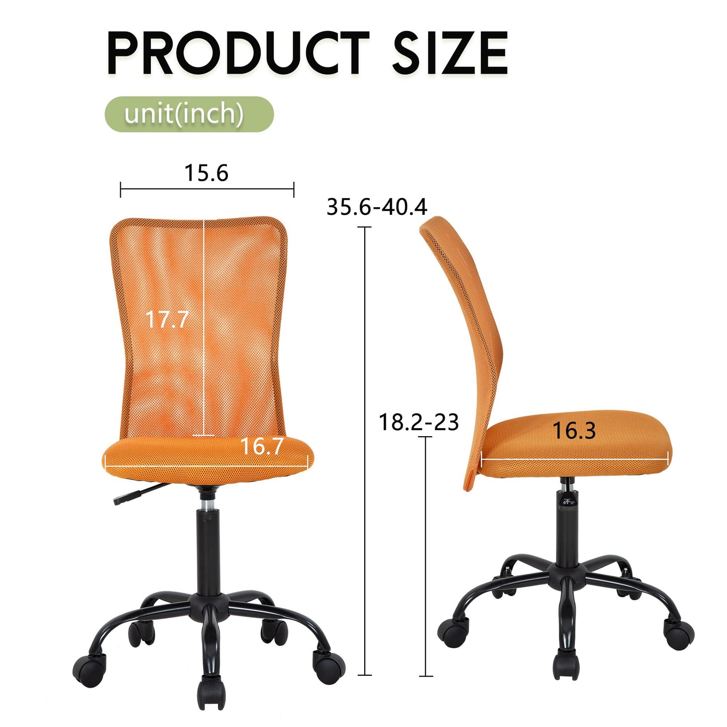 BestOffice Ergonomic Office Chair Desk Chair Mesh Computer Chair Armless Back Support Modern Executive Rolling Swivel Chair with Lumbar Support (Orange)