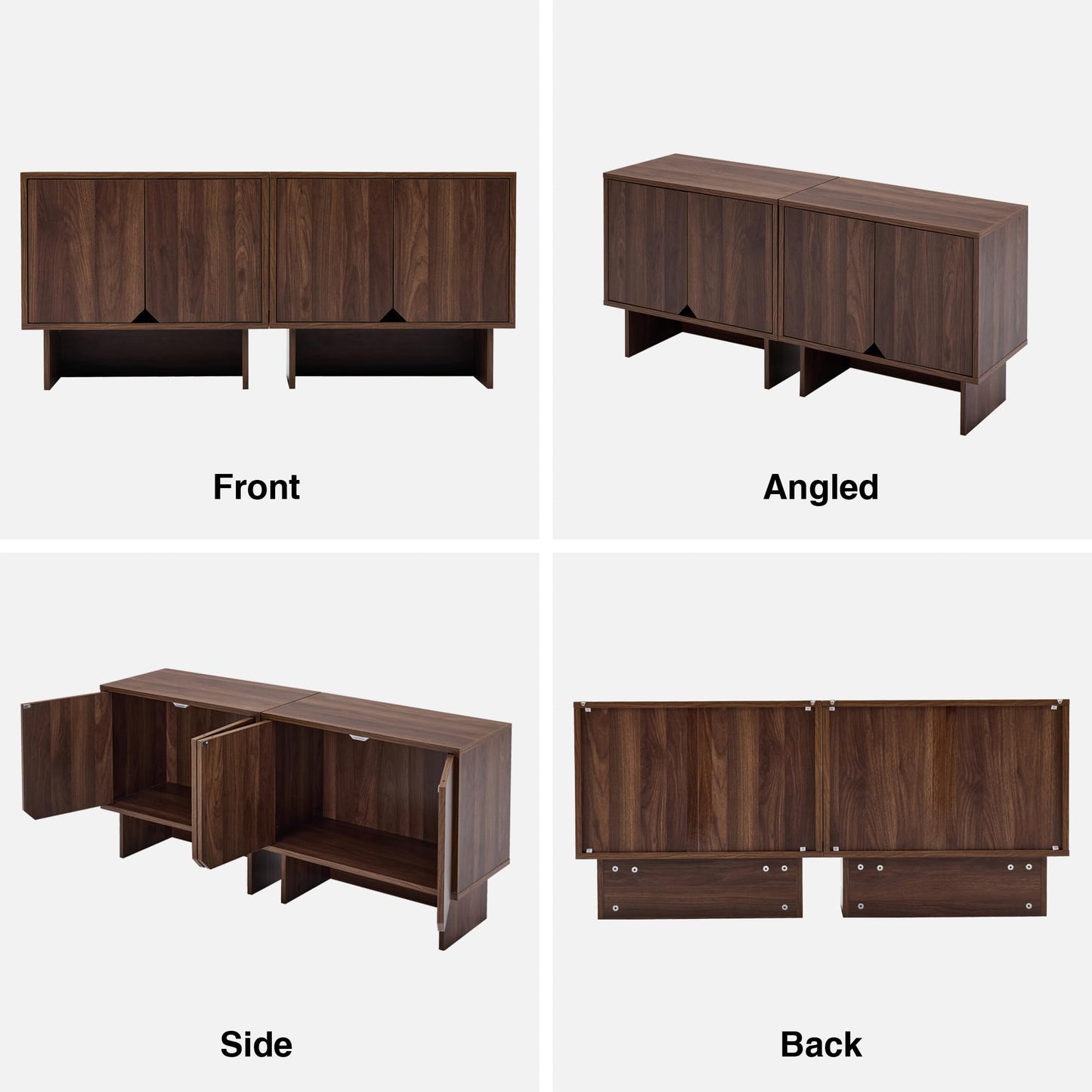 Lab Cosi Modular Buffet Cabinet with Storage, Sideboard Credenza with Adjustable Shelves, Modern Sideboard Buffet Cabinet with 2 Boards for Living Room, Kitchen, Dining Room Entryway, Bedroom, Walnut