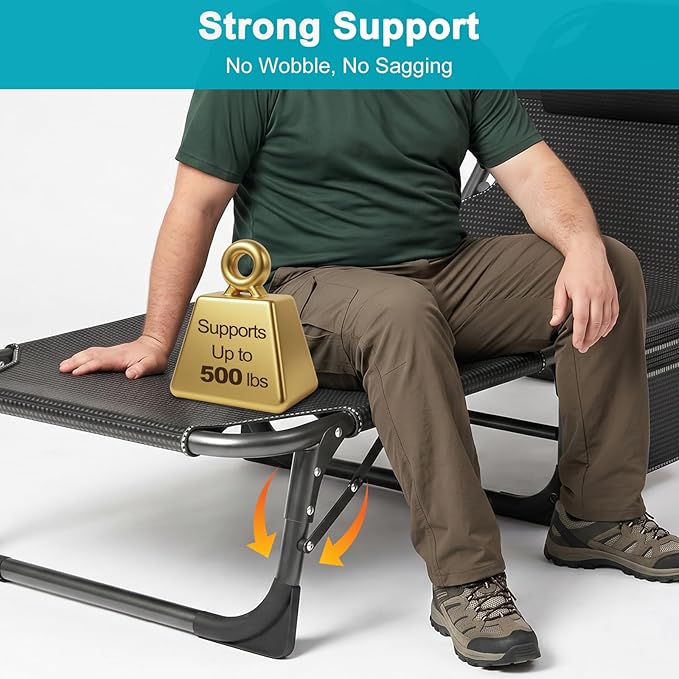 ABORON Heavy Duty Tanning Chair, Outdoor 5-Position Folding Chaise Lounge Chair