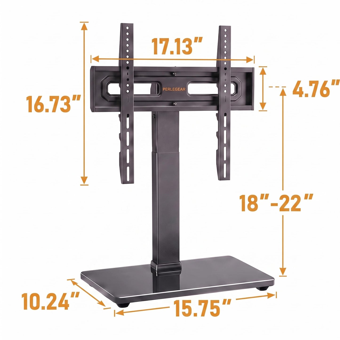 Perlegear Universal Swivel TV Stand Base for 32–70 inch TVs, Height Adjustable Table Top TV Stand Mount with Tilt, Tempered Glass Base, Holds up to 88 lbs