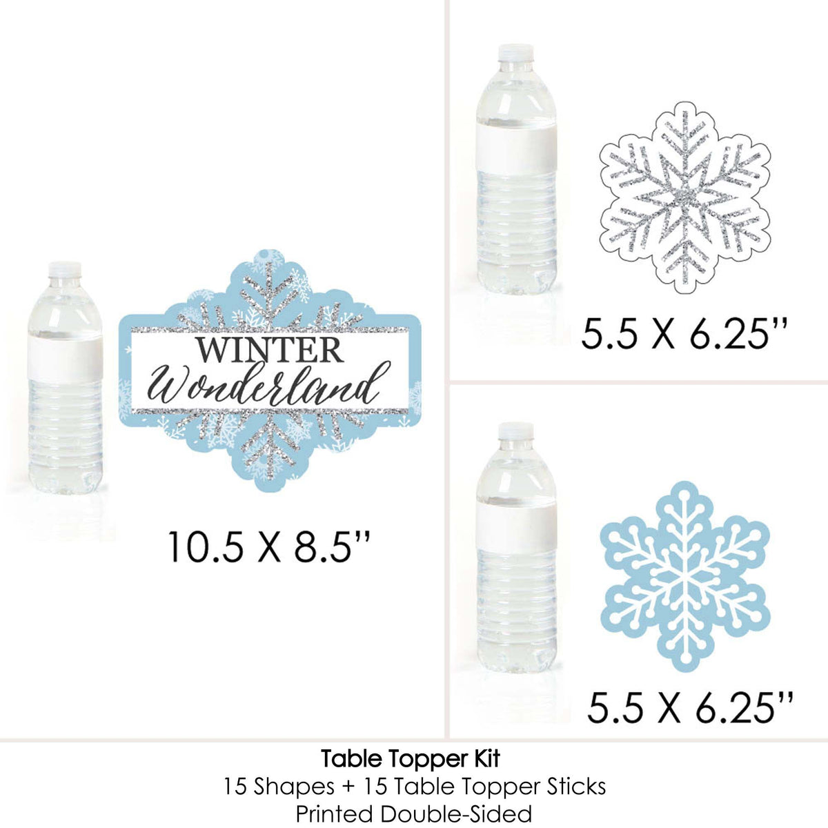 Big Dot of Happiness Winter Wonderland - Snowflake Holiday Party and Winter Wedding Party Centerpiece Sticks - Table Toppers - Set of 15