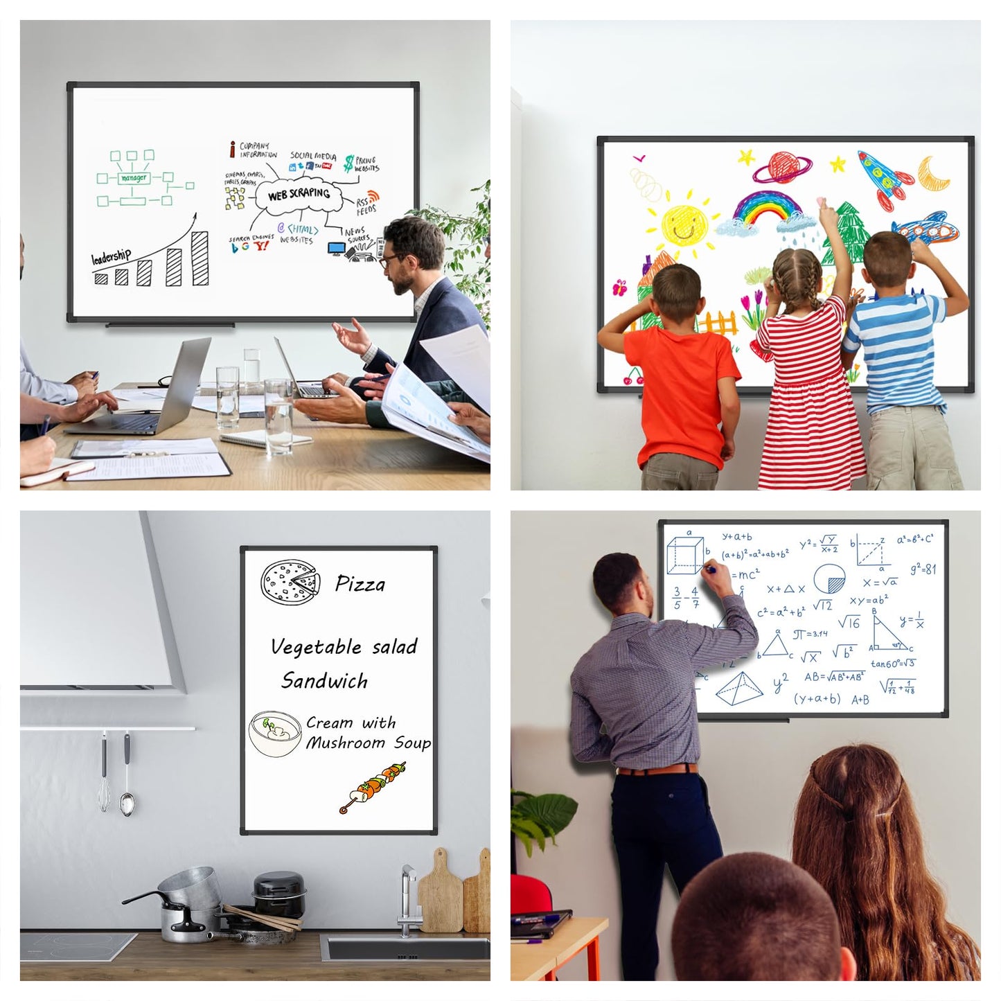 XBoard Magnetic Dry Erase Board/Whiteboard 36 X 24 Inches, White Board with Black Aluminum Frame for Home, Office, School