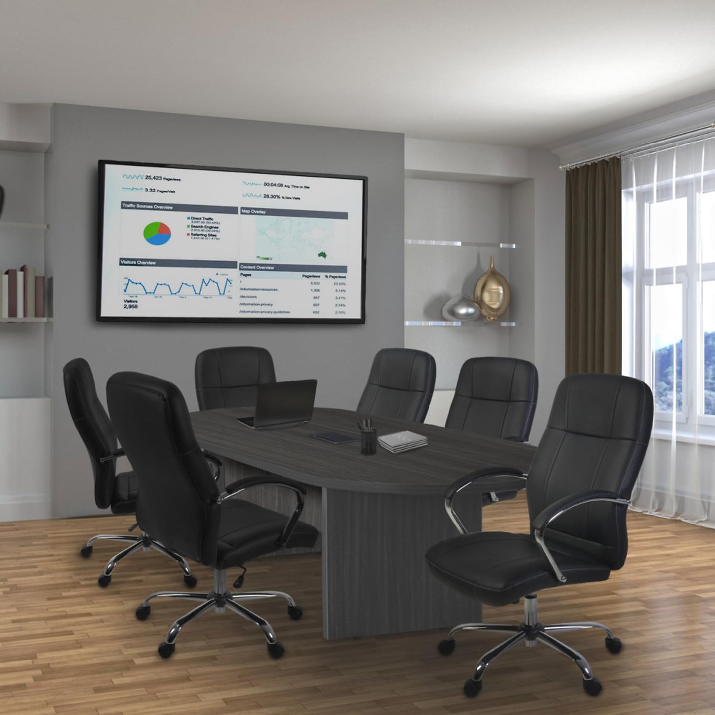 Regency Legacy 10 ft Racetrack Laminate Conference Table with 1 Charging Port, Durable Construction, Scratch-Resistant Surface, and Modern Design for Professional Office Workspaces - Ash Grey