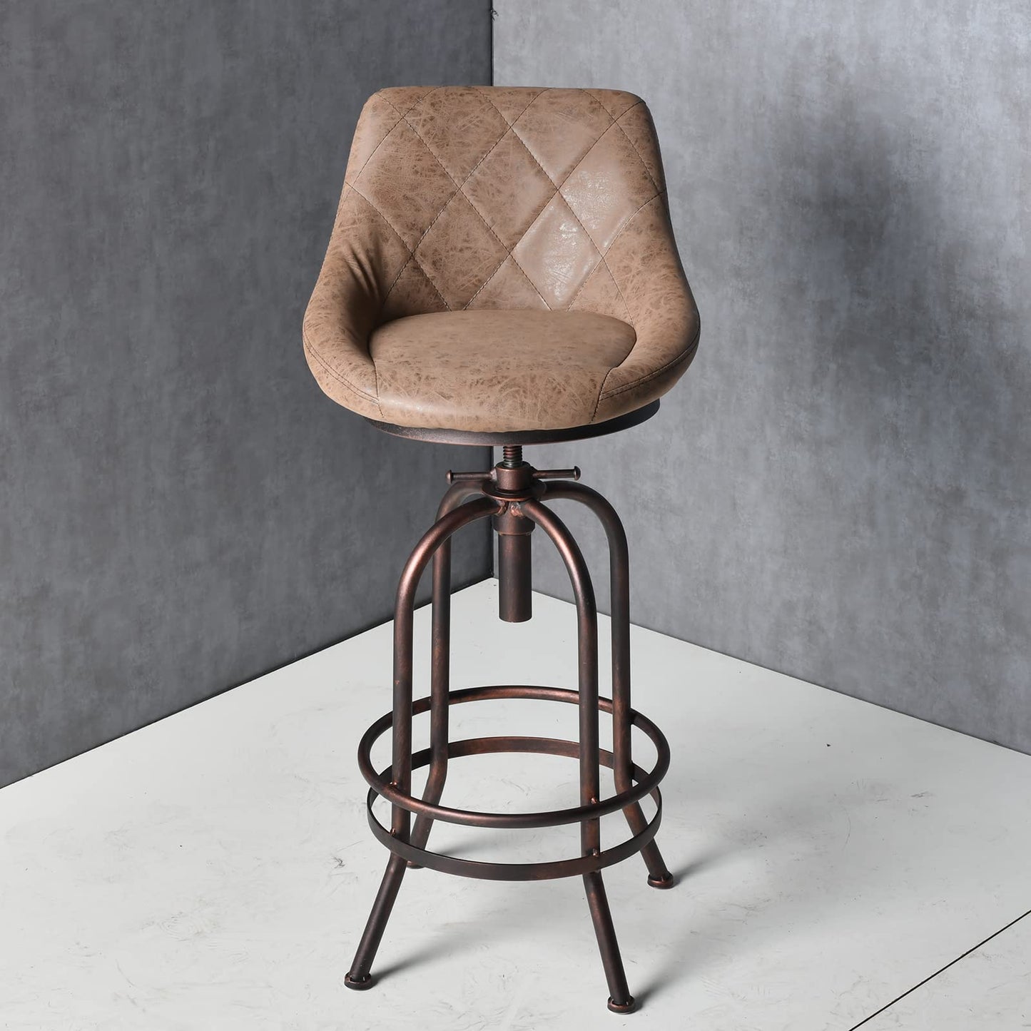 26-32inch Height Adjustable PU Faux Leather Counter Bar Height Stools with Backrest Industrial Pub Chairs for Dinning Room Kitchen Office Coffee House