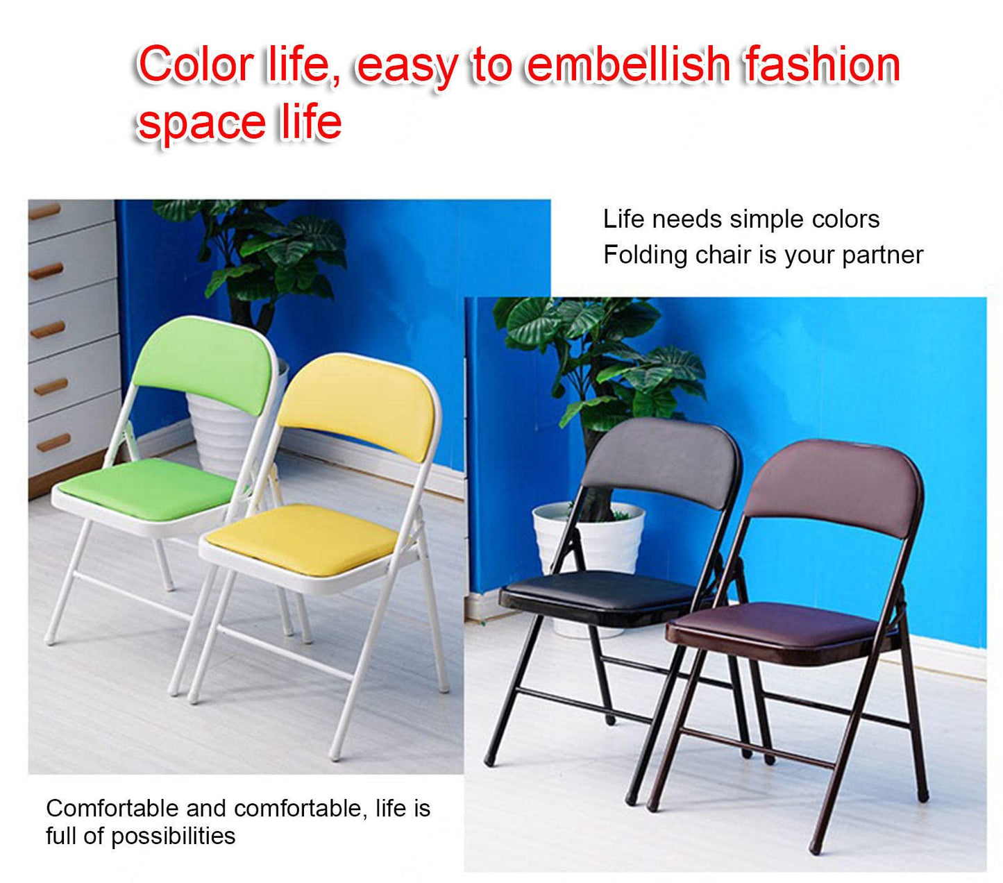 GOOBIX Folding Fold Up Chair,Folding Desk and Chair,Portable Stackable Commercial Seat for Meeting, Conference, Reception, Training Room & Home Office Desk Folding Chairs,B