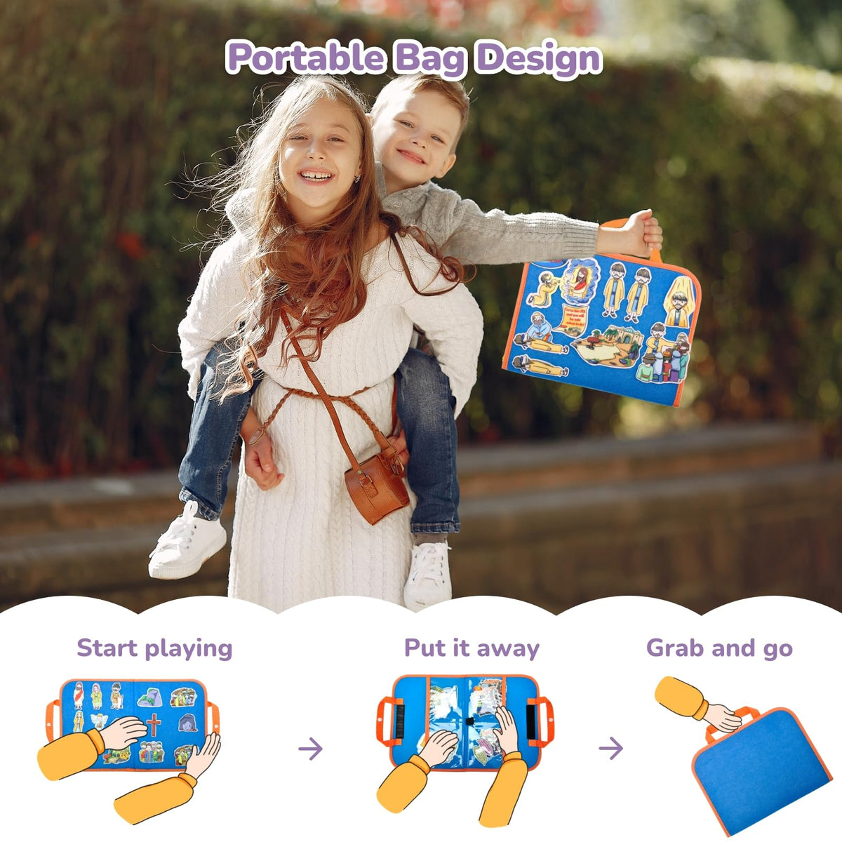CHEFAN 4 Pack Felt Board Bible Stories Set, Flannel Board Stories, Nativity Flannel Graph Bible Toy for Kids, Include Jesus Resurrection, Ascension and Pentecost, Paul's Conversion, Prophet Isaiah