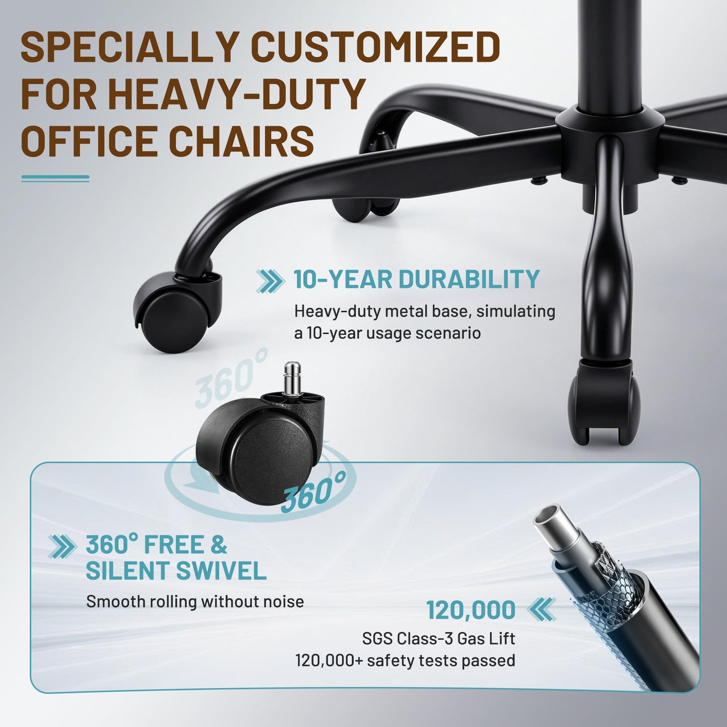Hayelf Ergonomic Office Chair, PU Leather High Back Executive Chair with Adjustable Inflatable Lumbar Support and Padded Flip-Up Arms, Recline Swivel Task Computer Chair for Home Office, Gray