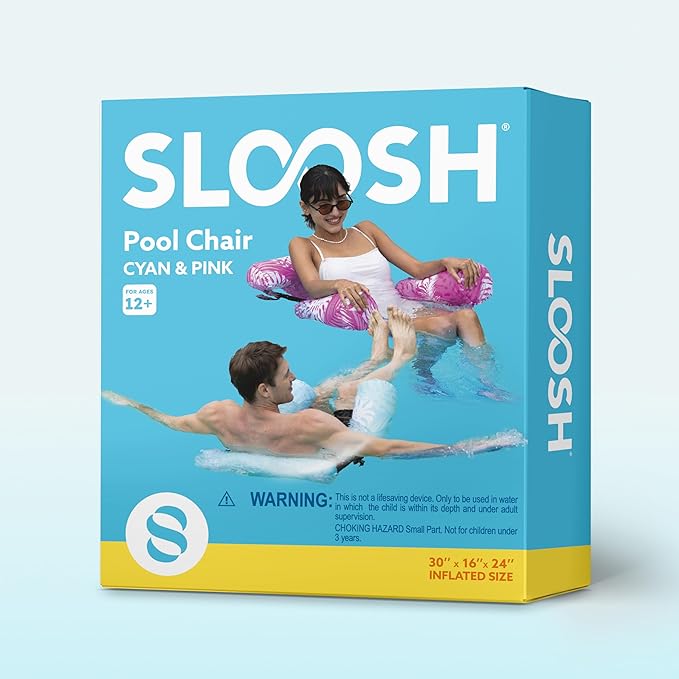 SLOOSH Inflatable Pool Floats Adult, 2 Packs Floating Lounge Chairs, Blow up