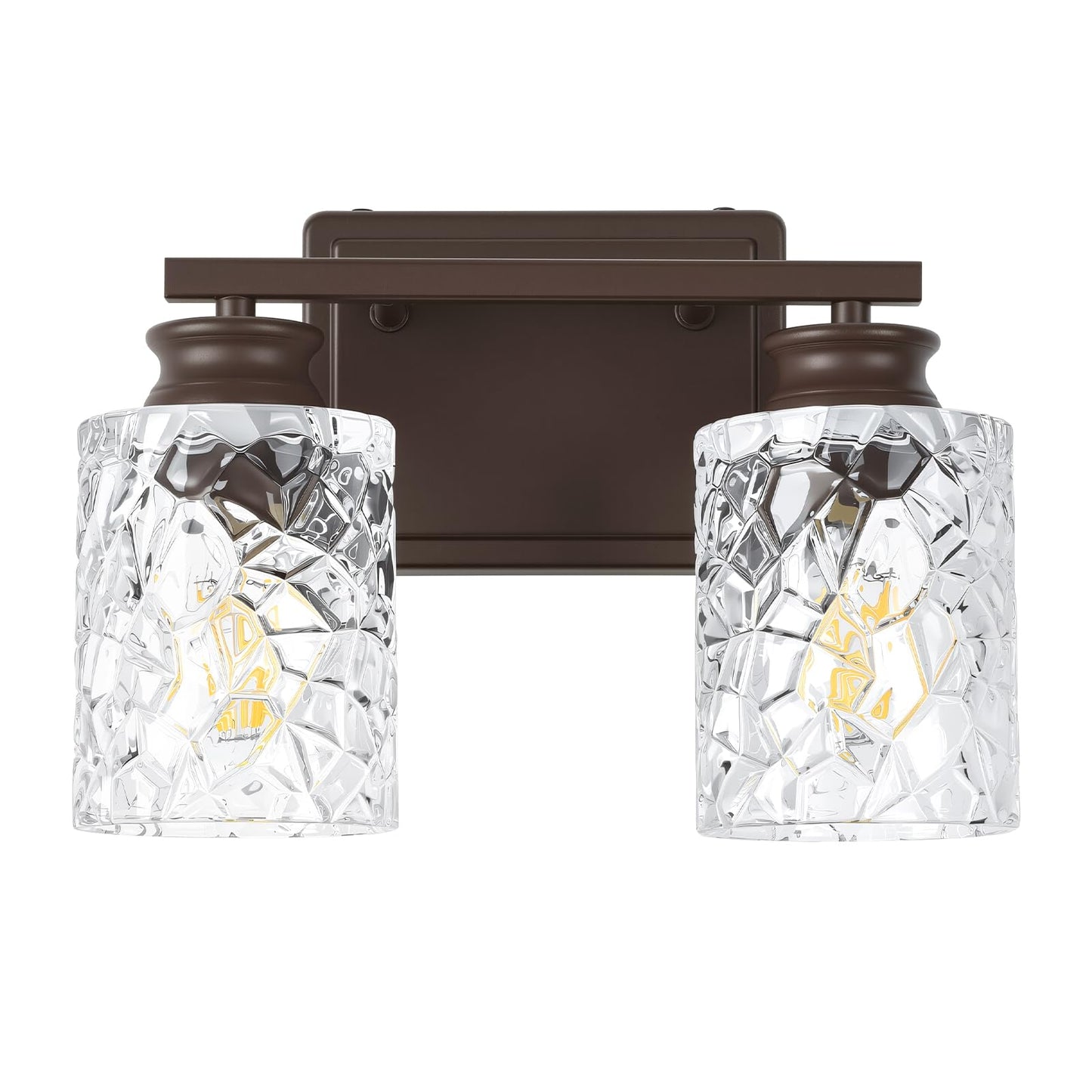 ElilyGiA 2 Light Vanity Light Oil Rubbed Bronze Bathroom Light Fixture with Geometric Crackled Glass Farmhouse Bathroom Lighting for Living Room Bedroom Dressing Table Over Mirror