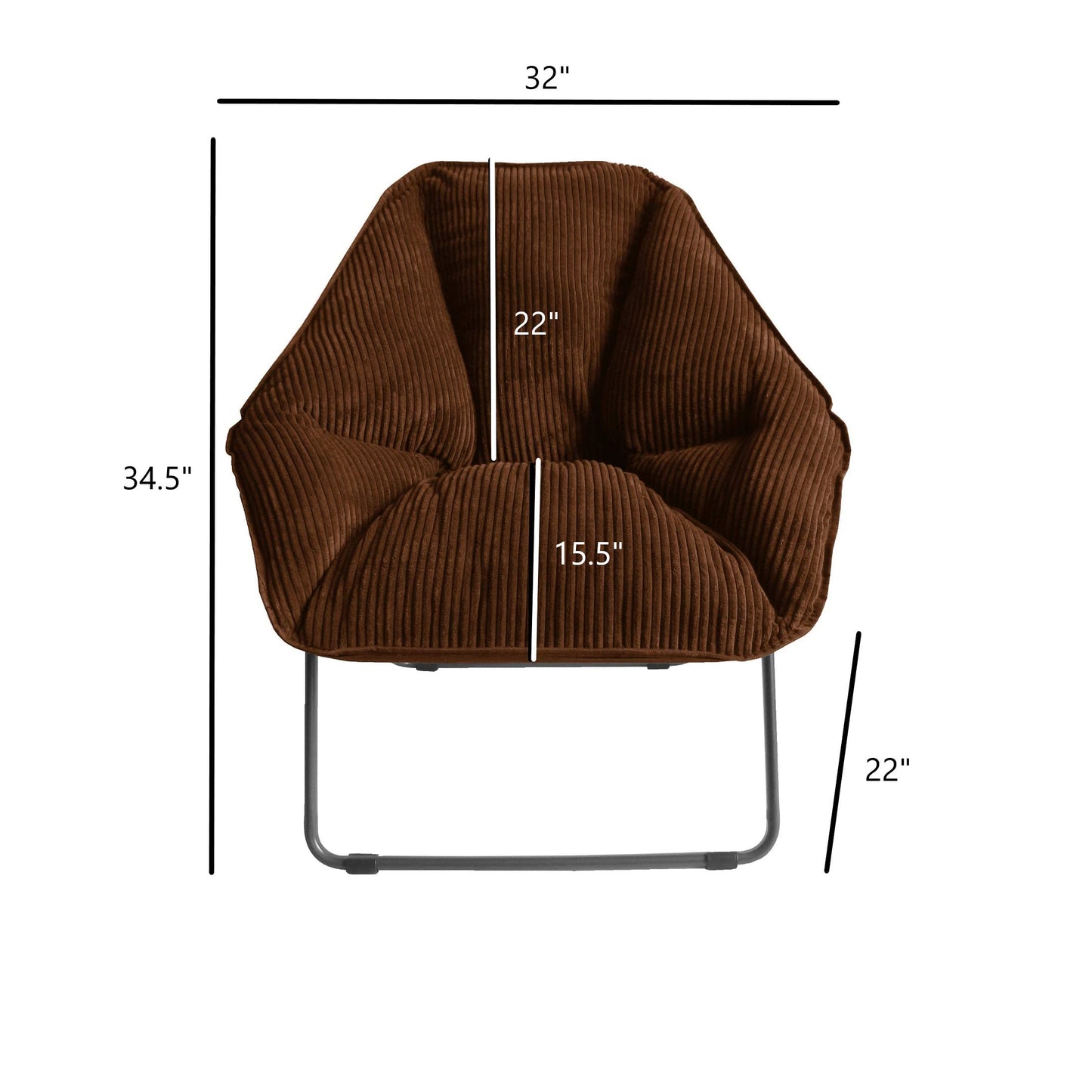 Zenithen Limited Indoor Portable Plush Hexagon Dish Folding Chairs for Dorm, Game, Bedroom, Perfect for Reading, Studying, Relaxing, Journaling and Lounging, Brown (Pack of 1)
