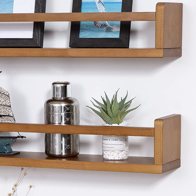 AZSKY Light Walnut Nursery Book Shelves 36 in Floating Wall Mounted Bookshelf