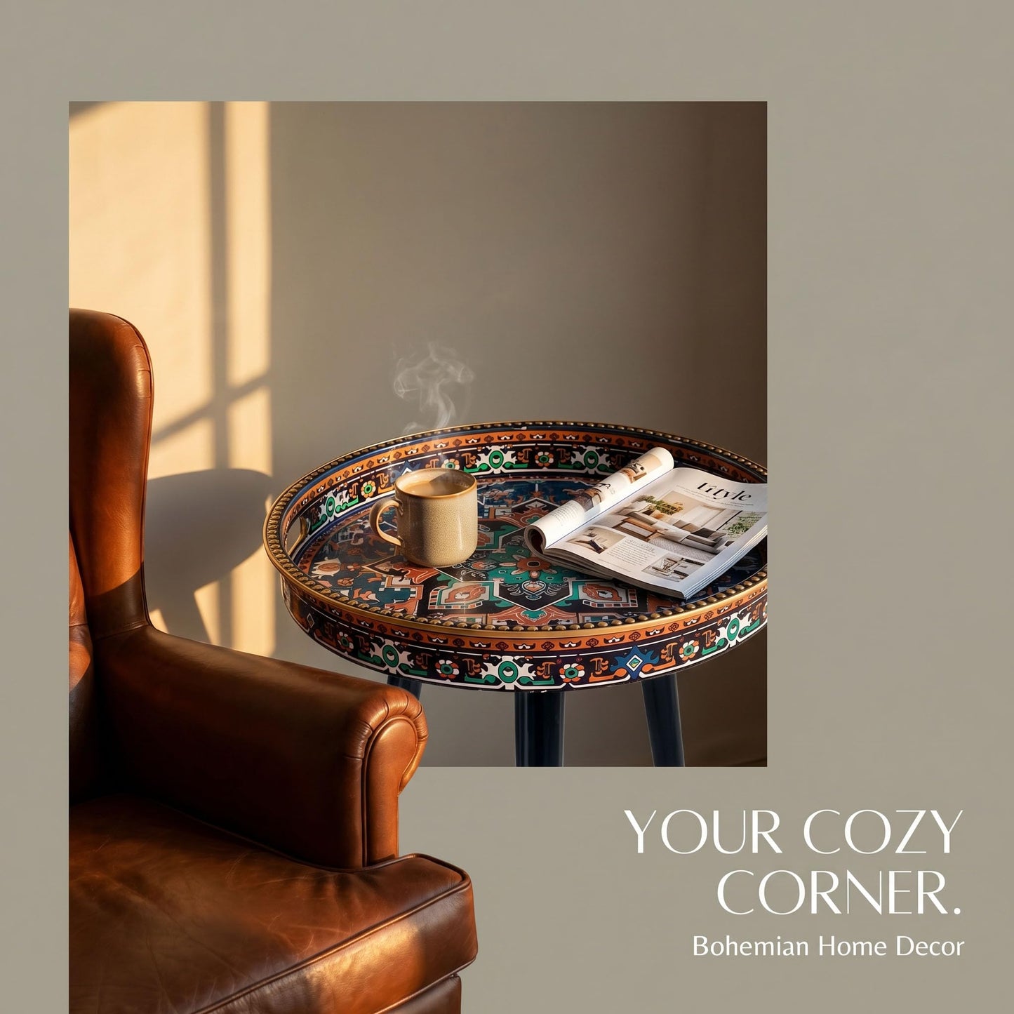 Zosenley Round Indoor Side Tables with Detachable Wooden 3 Legs, Versatile Tray Table, Perfect for Round Coffee Table Tea, and Relaxation Time 17.7 Inch (Ochre Color)