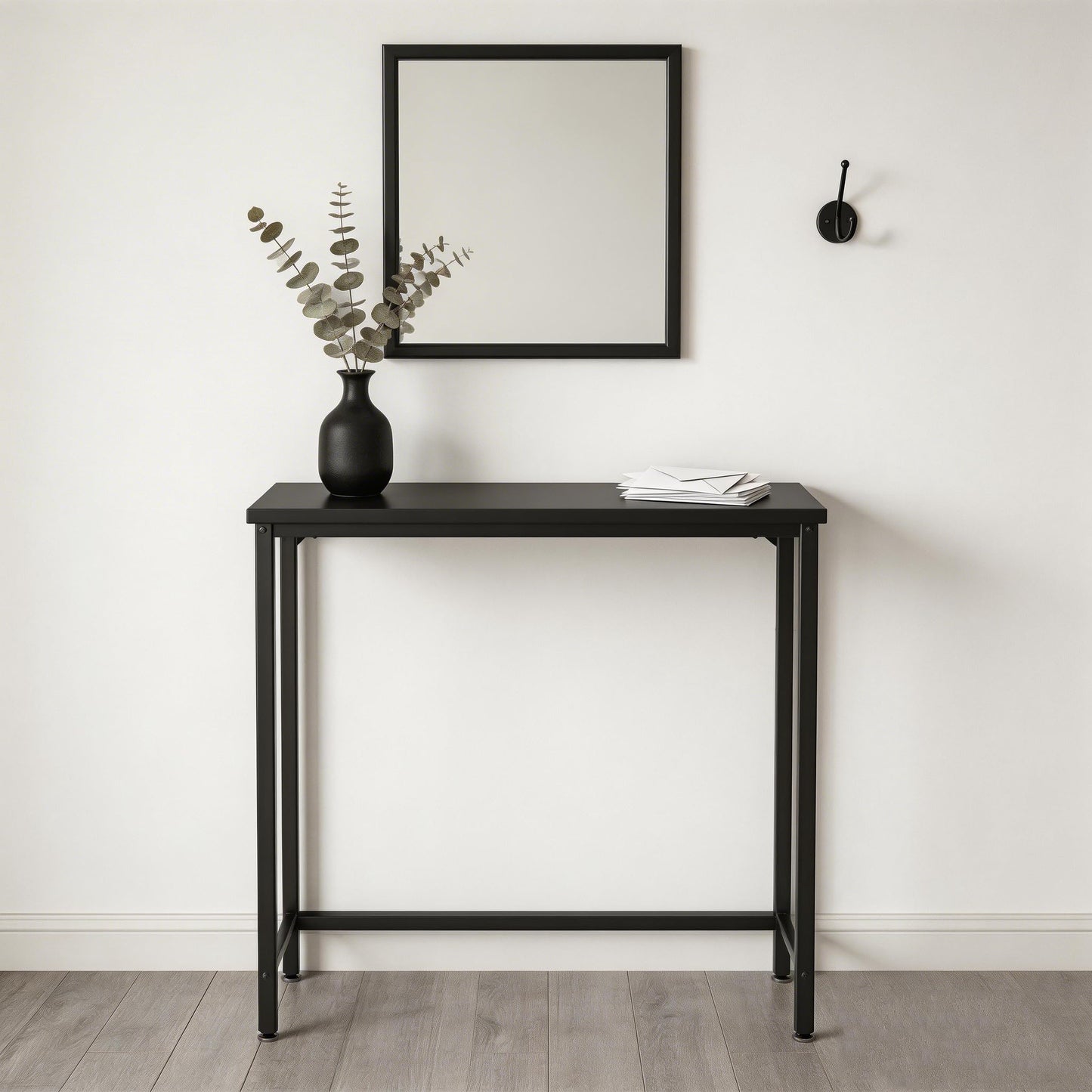 Tujurich Narrow Entryway Console Table & Sofa Side Table - IndustrialHallway Table for Small Spaces, Behind Couch Table, Multi-Functional Living Room Bedroom Office,Black, 29.5" x 9.4" x 29.5"