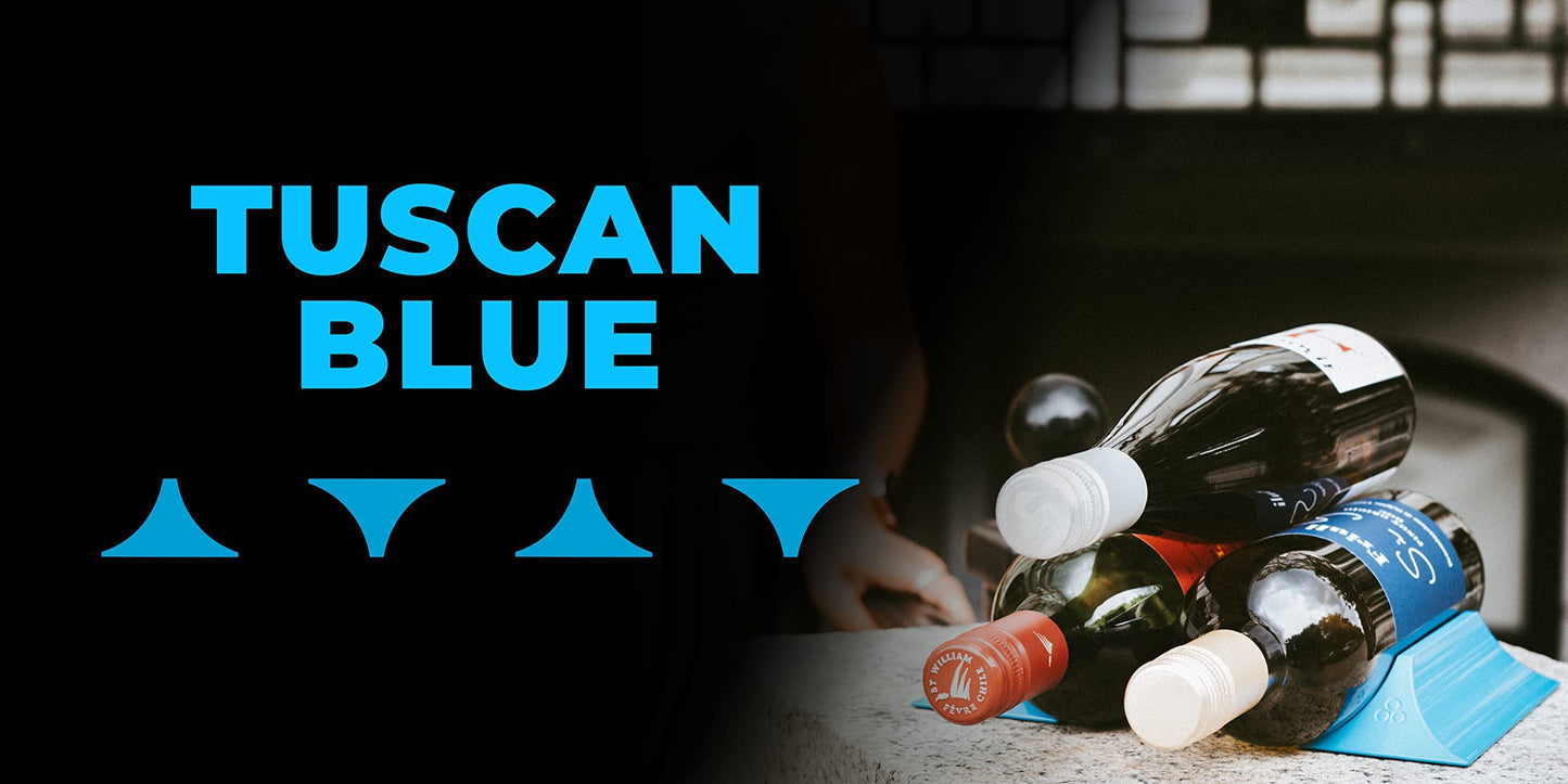 Winebars | A Table Top Wine Rack That’s just like bookends for wine for up to 9 bottles. (Tuscan Blue)