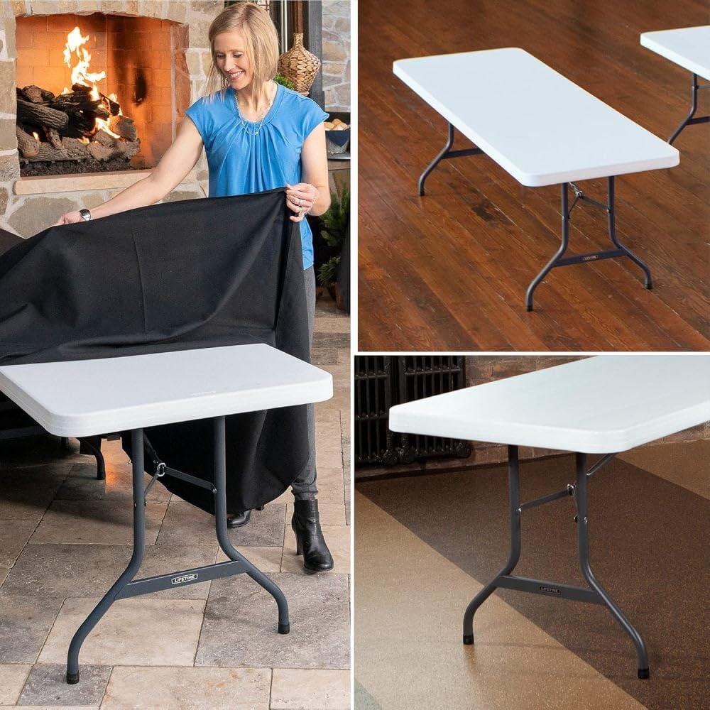 LIFETIME 22980 Folding Utility Table, 8 Feet, White Granite, 96"""
