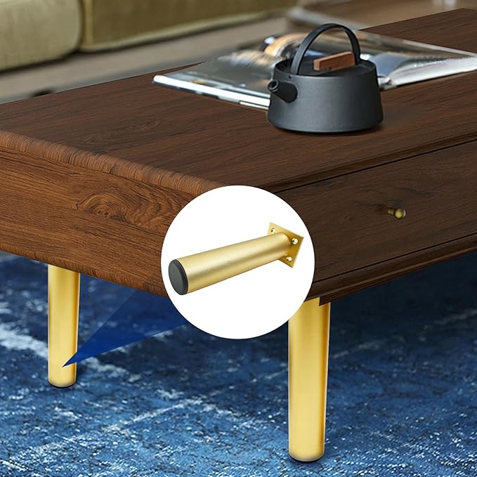 Set of 4 Aluminum Alloy Furniture Legs 10 Inch Height, 1.5 Inch Diameter