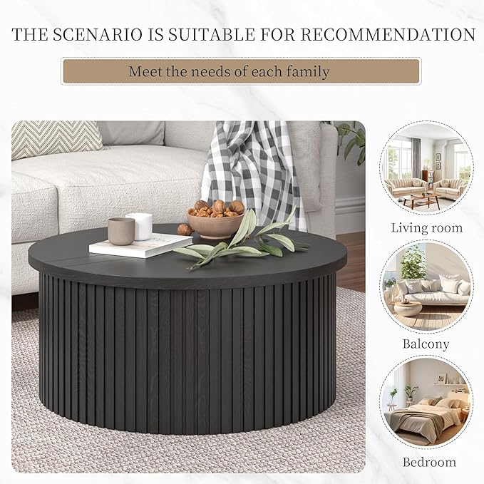 Fsbecl Fluted Lift Top Coffee Table
