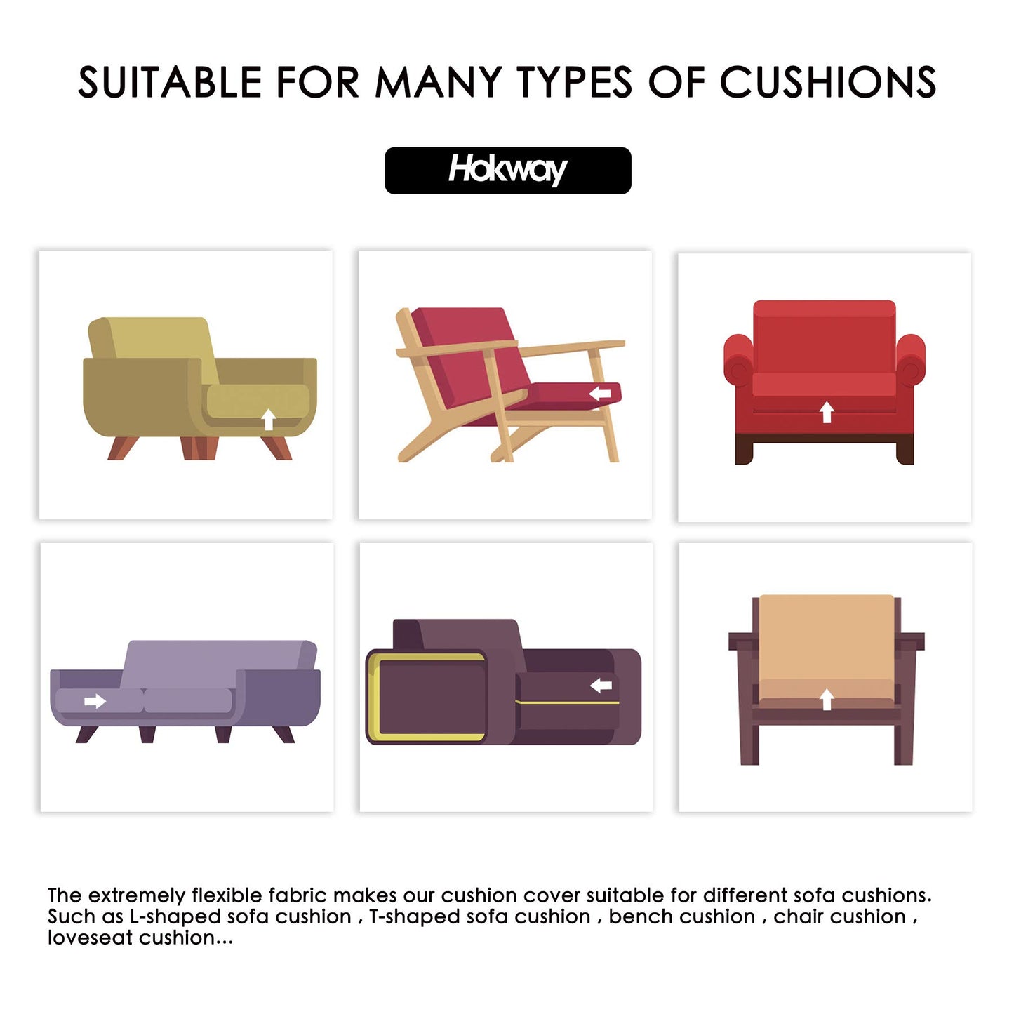 Hokway 3 Piece Couch Cushion Slipcovers Stretch Reversible Individual Cushion Replacement Slipcovers Sofa Cushion Covers(Brick, 3)