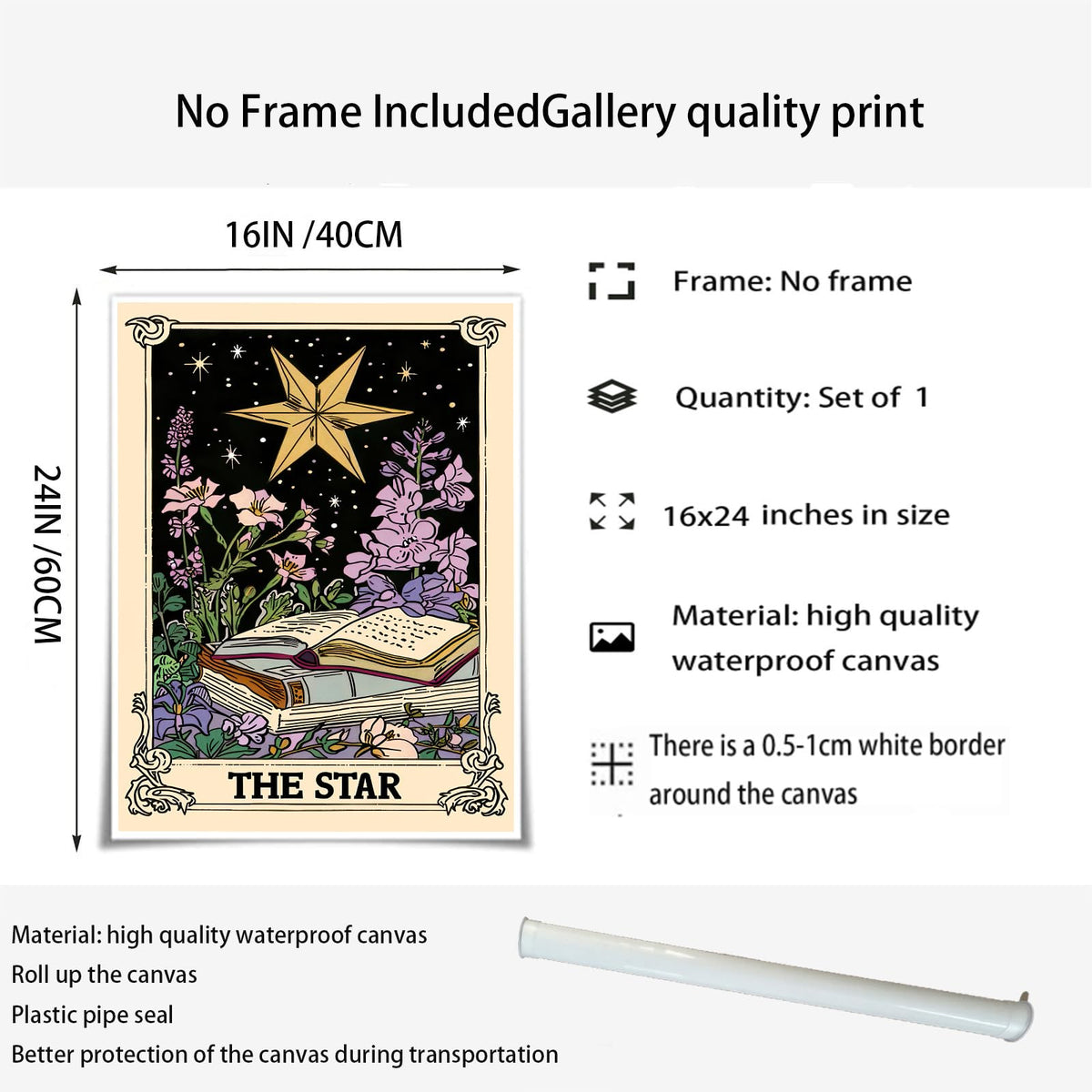 Retro Bohemian-style star Tarot card wall art aesthetics Astrology Tarot card magic bedroom aesthetics wall art decoration room bedroom living room 16x24inch Unframed