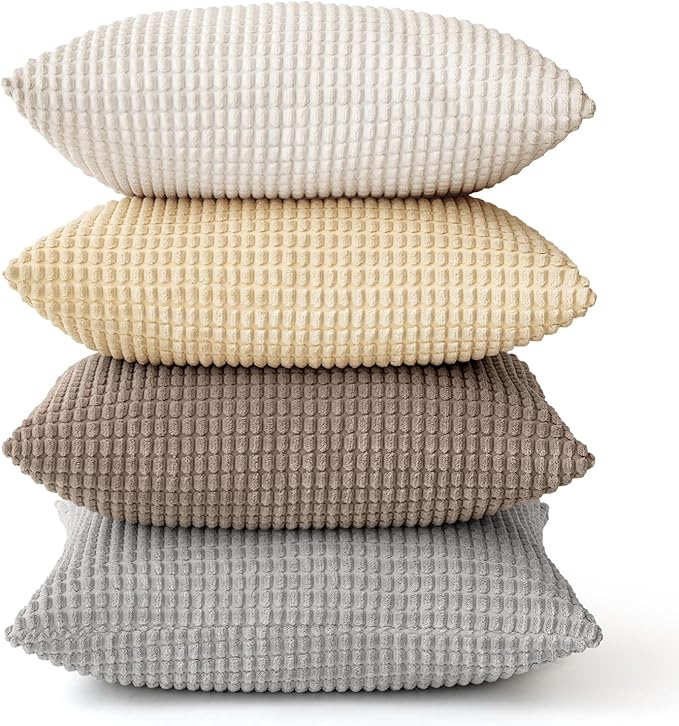 MIULEE Neutral Harmony Decorative Pillow Covers 18x18 Inch Set of 4 Rustic