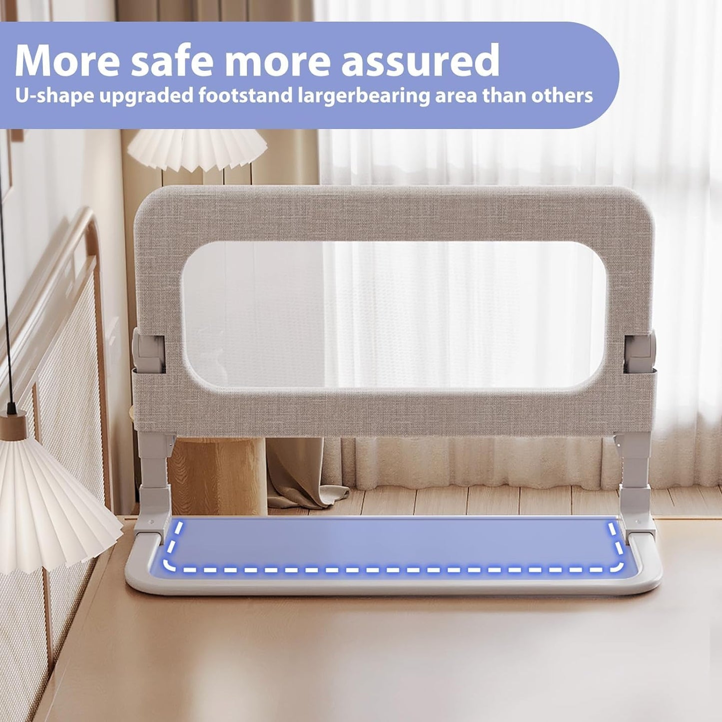 Toddler Bed Rail Guard for Baby - Toddlers Bed Rail for Queen Full King Twin Crib Bunk Size Bed Adjustable Heights & Foldable Portable Bedrail Extra Tall Child Safety Side Railing Guards for Kids(48")