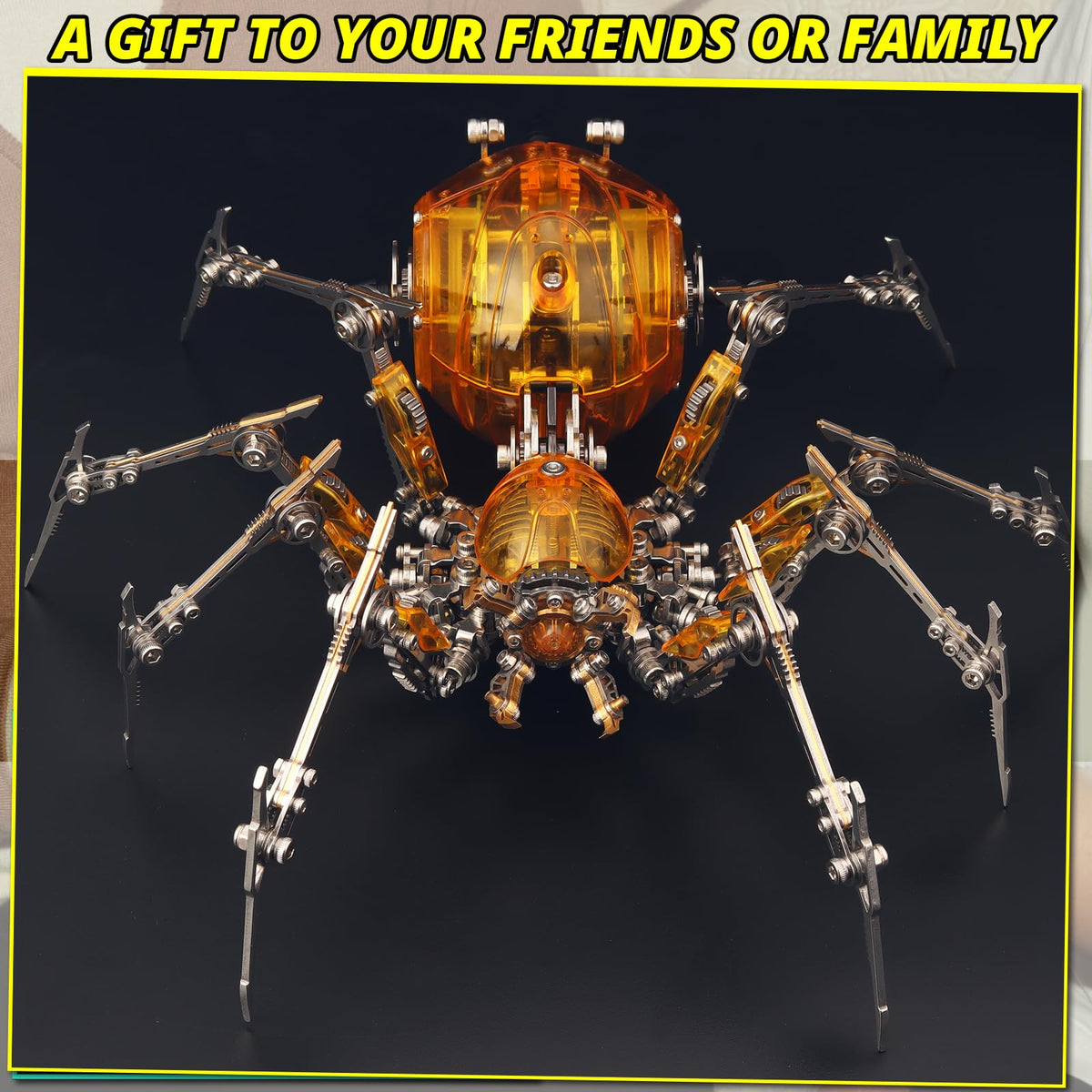 YUEZUDPO 3D Metal Puzzles for Adults, Metal 3D Puzzle DIY 3D Spider 602 Pieces Mechanical Building Kit,3D Model Kits to Build for Birthday Christmas