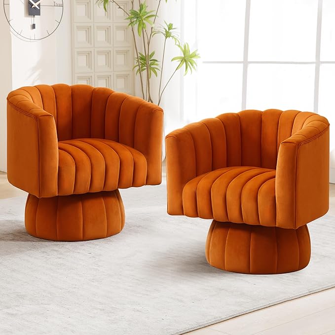 Swivel Accent Barrel Chair, Cute Comfy Small Round 360° Arm Chair, Velvet Sofa