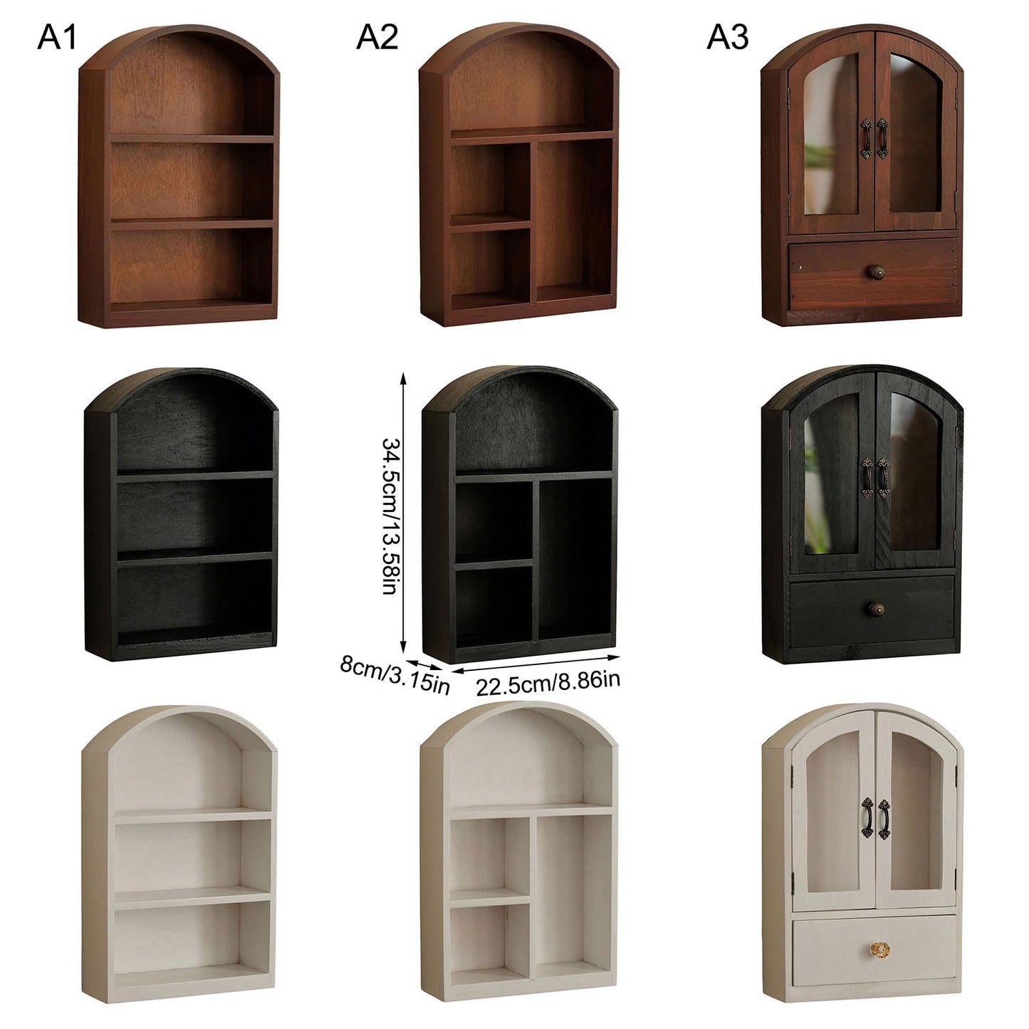 CAZSTYK Contemporary Wooden Desktop Storage Cabinet Glass Front Panel Multipurpose Home Decor Open Shelf Storage Box Wooden Desktop Planner