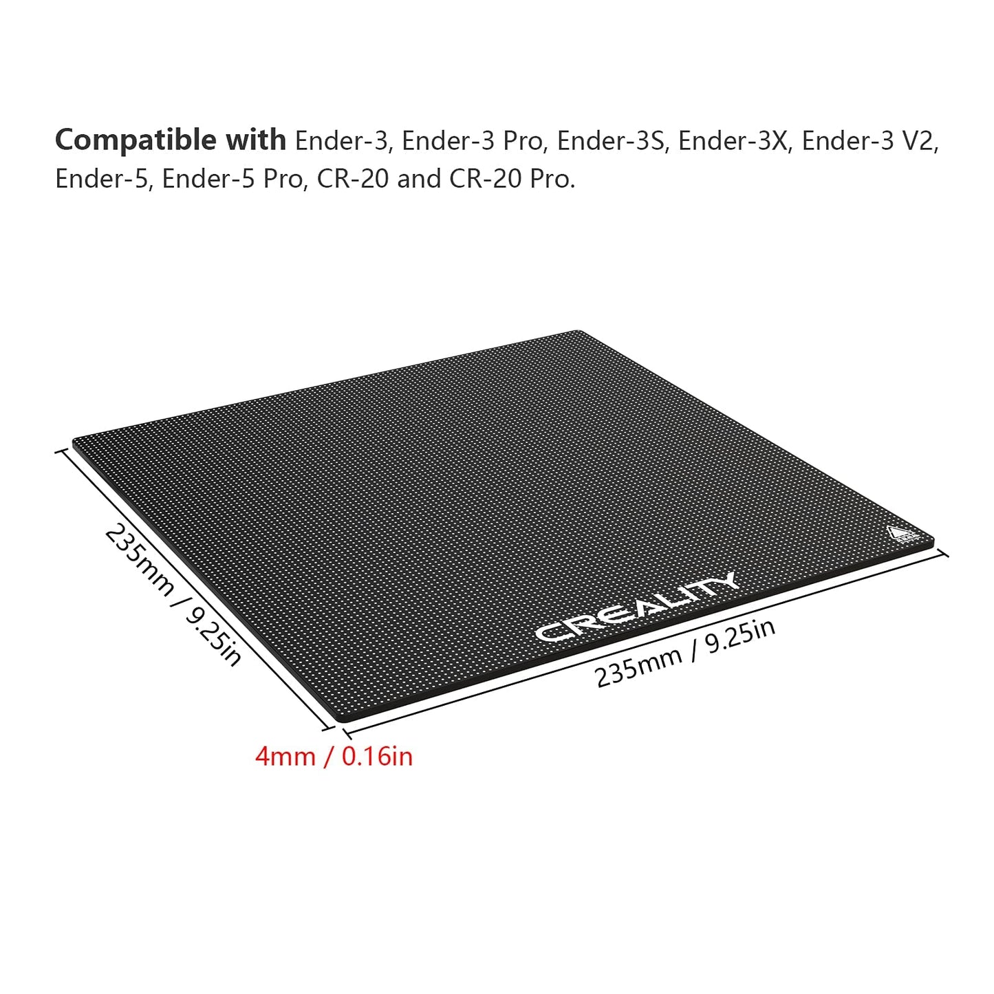 Creality Official Ender 3 Glass Bed 3D Printer Platform, 235x235MM Tempered Glass Plate Build Surface for Ender 3 PRO/Ender 5 PRO/Ender 3 S1/Ender 3 Neo/Ender 3 V2 Neo, Good Adhesion Remove Easily