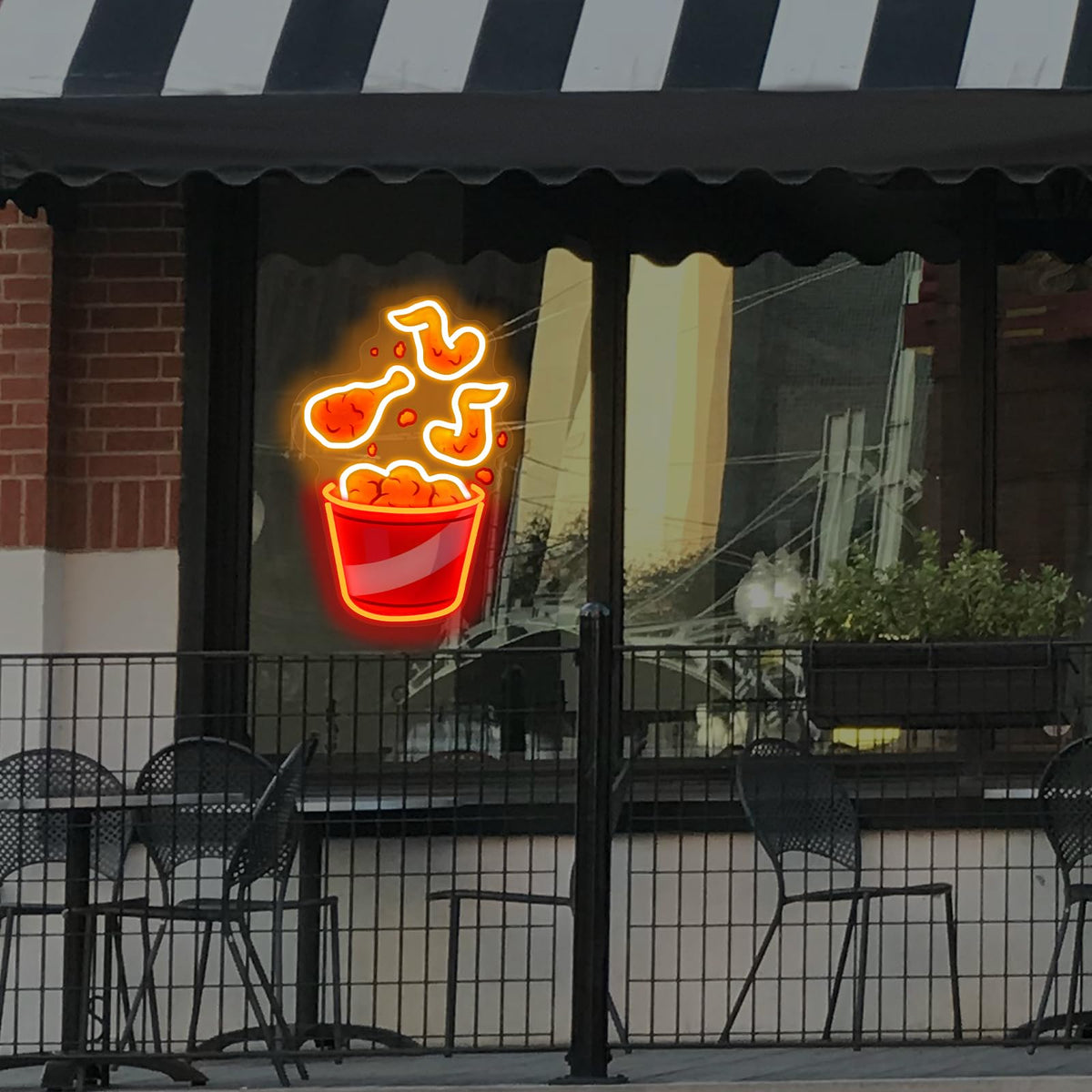 Fried Chicken Neon Sign, Chicken Led Light USB Powered Dimmable LED Sign for Street Food Neon Light, wall light retro, fast food sign, decor bar, fried chicken sign, Food Signs for Buffet